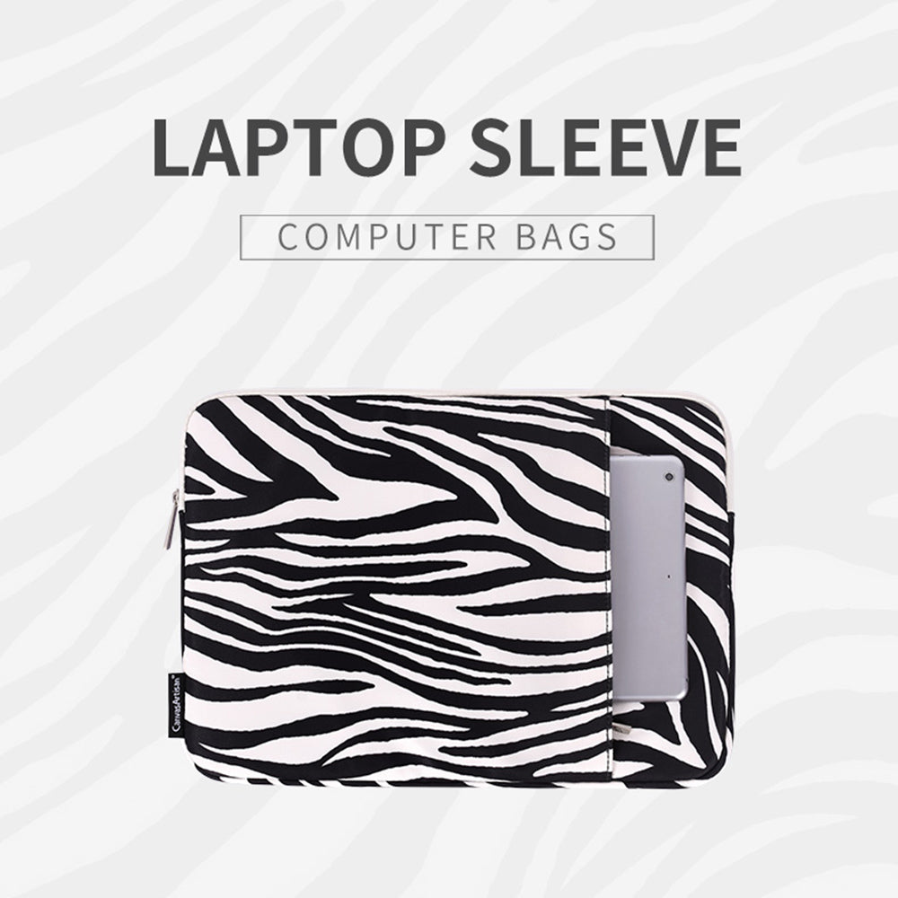 H33-19 Zebra-stripe Pattern Shockproof Carry Case for 14 inch Laptops Scratch Resistant Notebook Sleeve Bag with Vertical Pouch