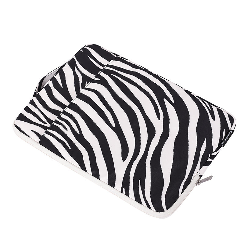 Zebra-stripe Pattern Shockproof Carry Case for 15 inch Laptops Scratch Resistant Notebook Sleeve Bag with Handle Strap/Vertical Pouch