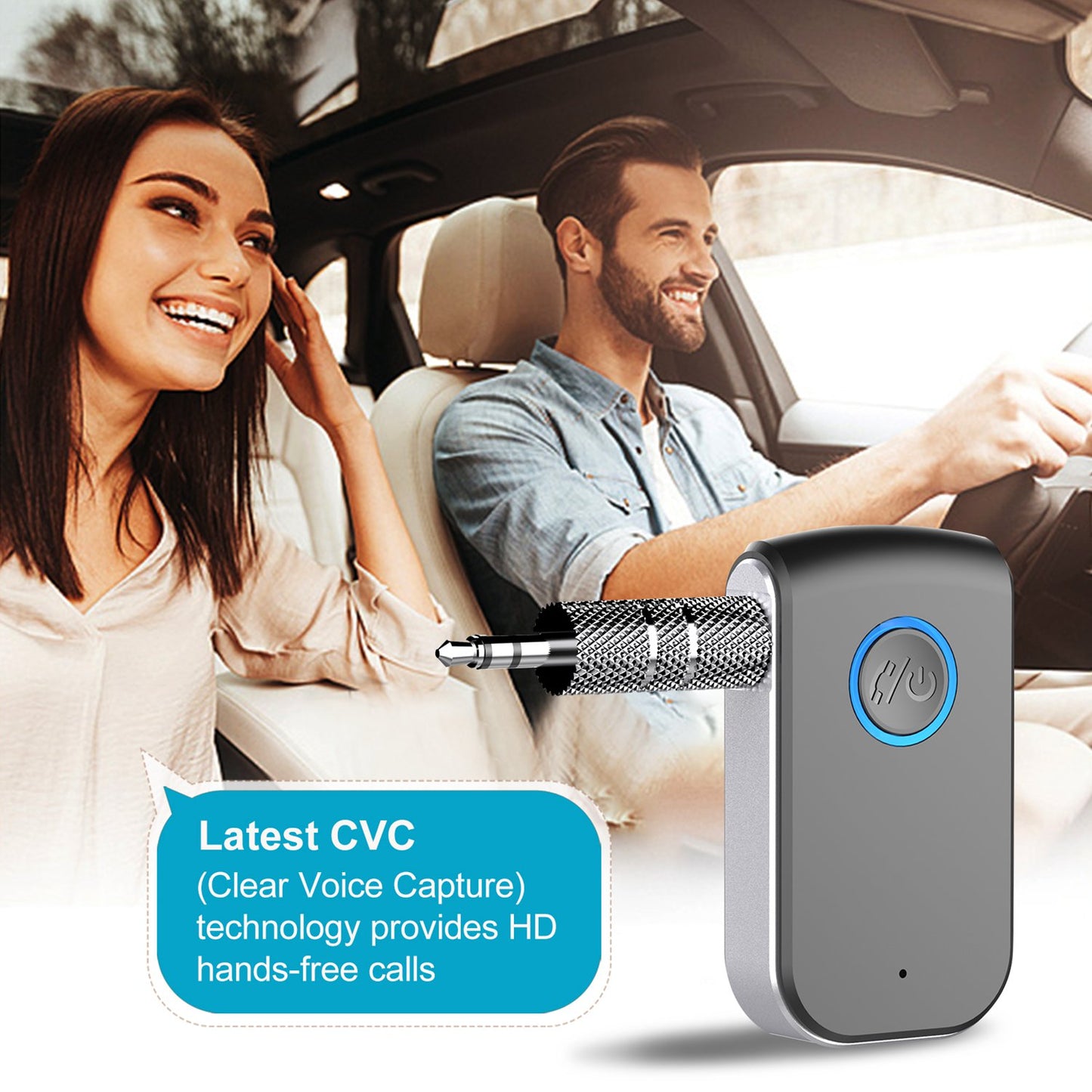 A16 In-Line Car Bluetooth Hands-Free Wireless Audio Receiver Upgrade Cordless Speaker Compatible with 3.5mm Audio Port Devices