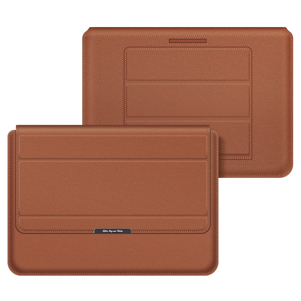 Foldable Stand Magnetic Flap Laptop Sleeve Ultra Thin PU Leather Protective Case for 15/15.6inch Notebook - Brown