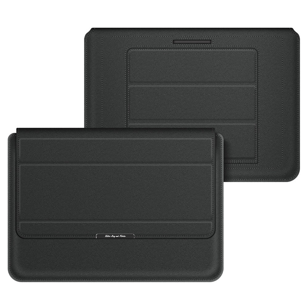 Foldable Stand Magnetic Flap Laptop Sleeve Ultra Thin PU Leather Protective Case for 15/15.6inch Notebook - Black