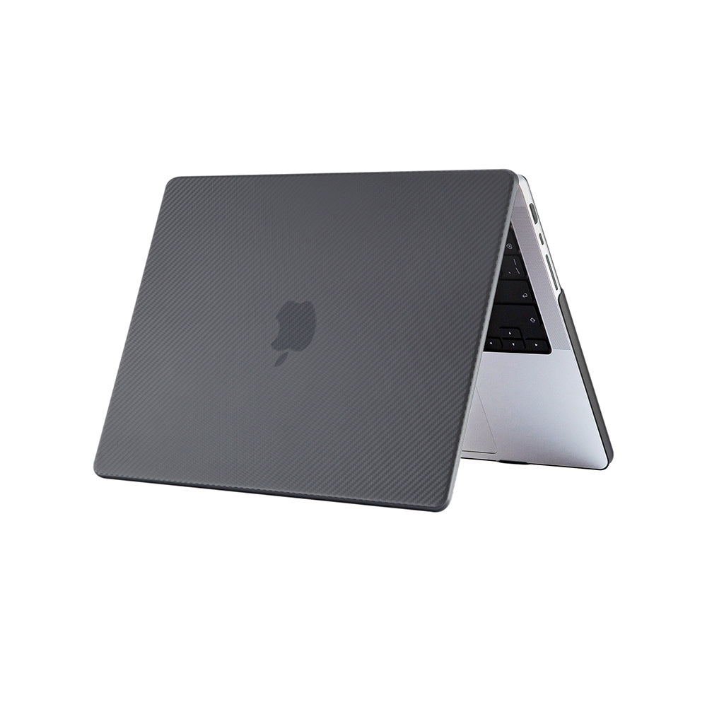 For MacBook Pro 16 inch (2021) A2485 Two-Piece Design Carbon Fiber Texture Hard Laptop Cover Shock-Absorbent Hardshell Case - Black