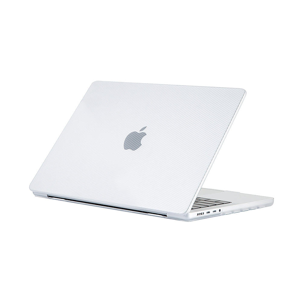 For MacBook Pro 16 inch (2021) A2485 Two-Piece Design Carbon Fiber Texture Hard Laptop Cover Shock-Absorbent Hardshell Case - White