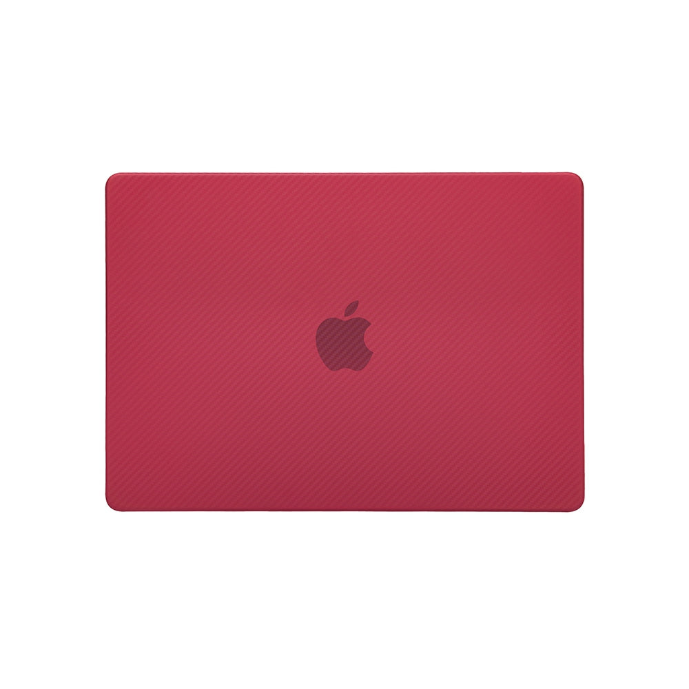 For MacBook Pro 16 inch (2021) A2485 Two-Piece Design Carbon Fiber Texture Hard Laptop Cover Shock-Absorbent Hardshell Case - Red