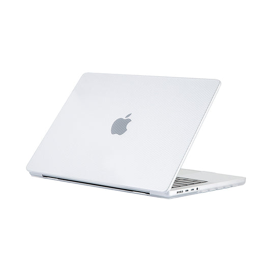 For MacBook Air 13 inch A1932 / A2179 / A2337 Carbon Fiber Texture Hard Laptop Cover Hardshell Case with Foot Pad - White