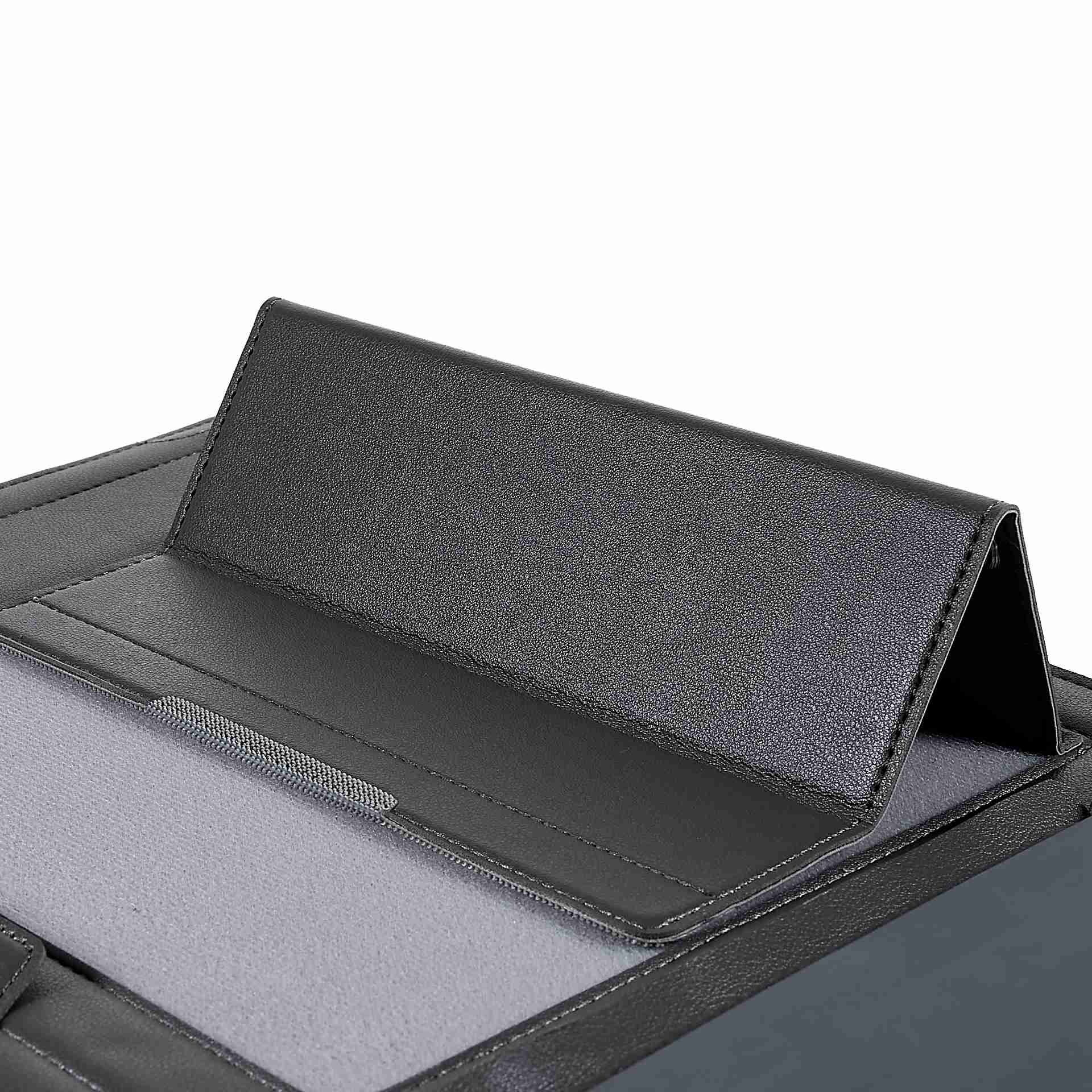 11-12inch PU Leather Laptop Sleeve Case Handheld Carrying Bag with Adjustable Stand - Grey