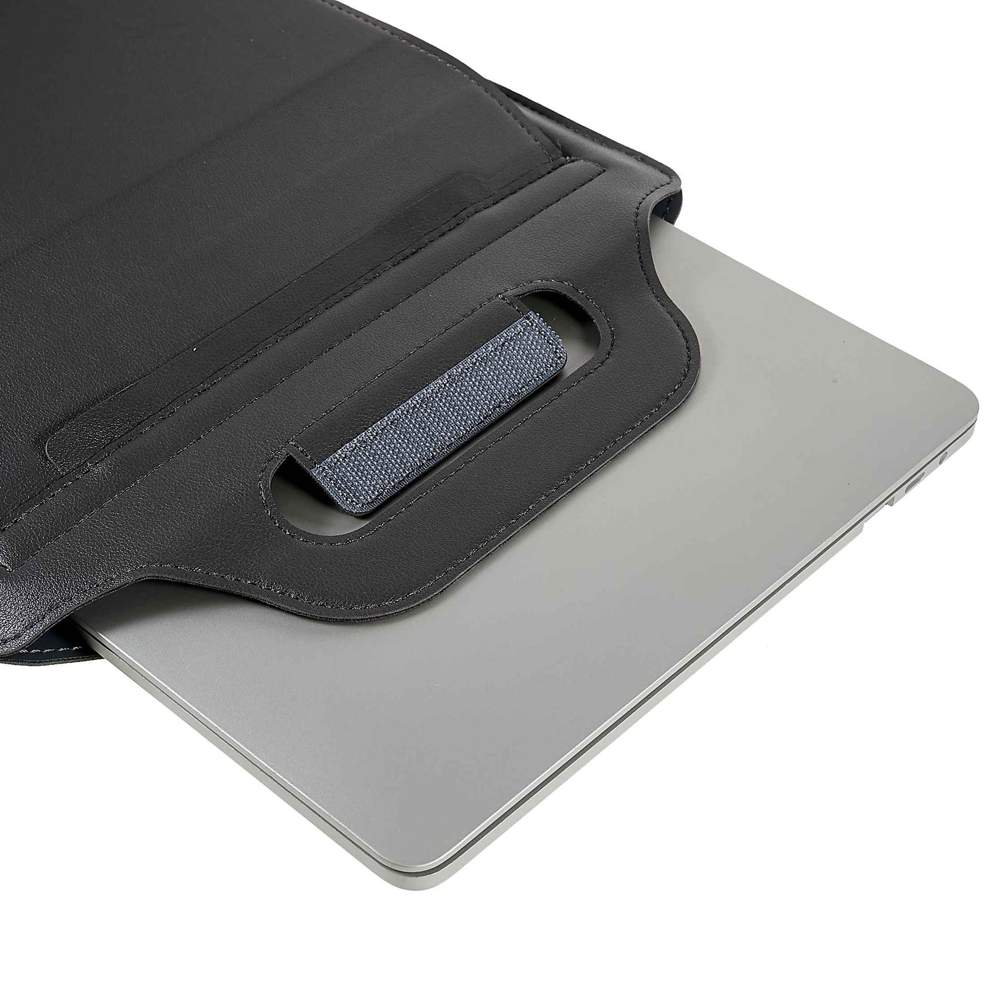 11-12inch PU Leather Laptop Sleeve Case Handheld Carrying Bag with Adjustable Stand - Grey