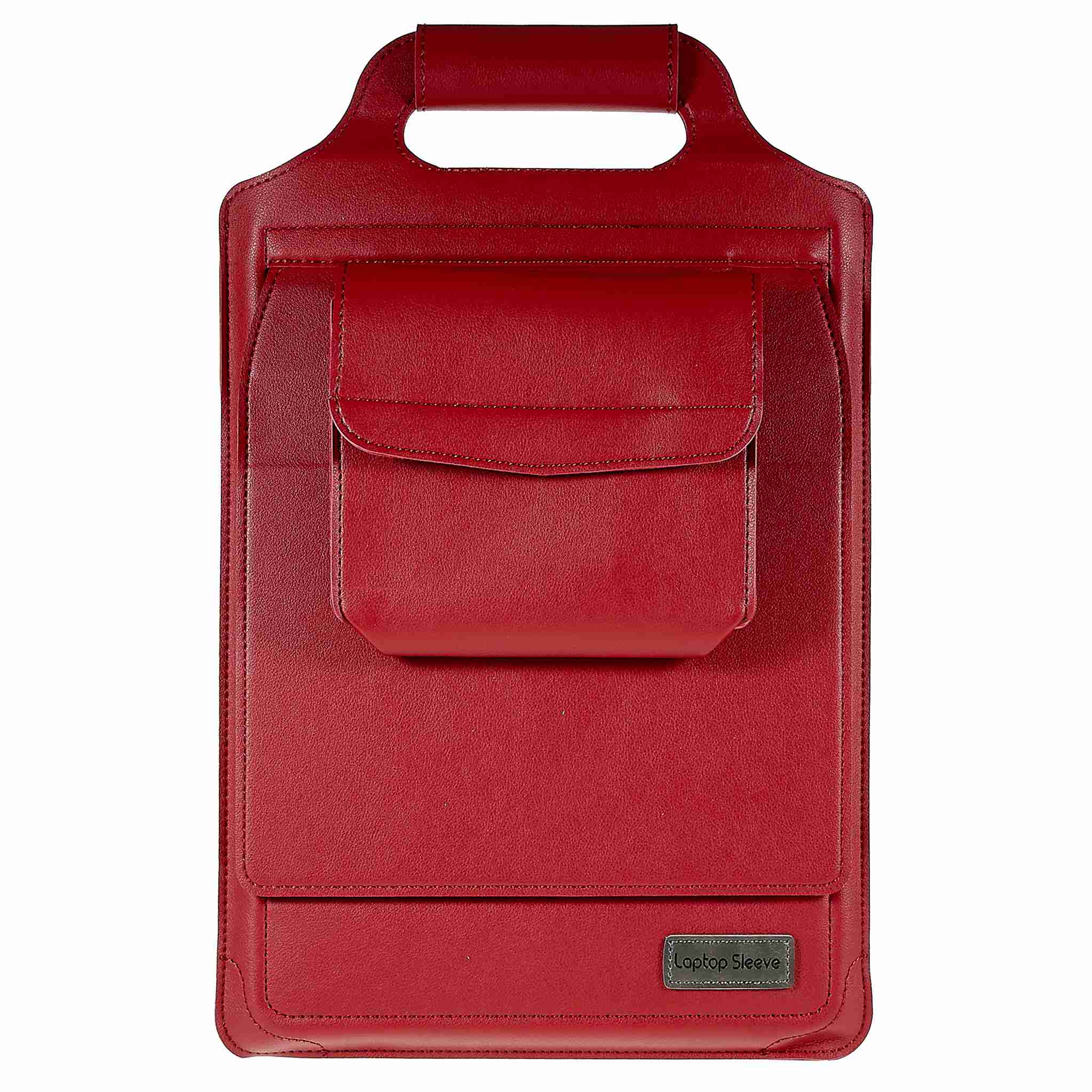11-12inch PU Leather Laptop Sleeve Case Handheld Carrying Bag with Adjustable Stand - Red