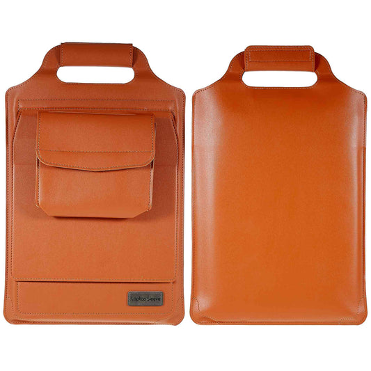 11-12inch PU Leather Laptop Sleeve Case Handheld Carrying Bag with Adjustable Stand - Brown