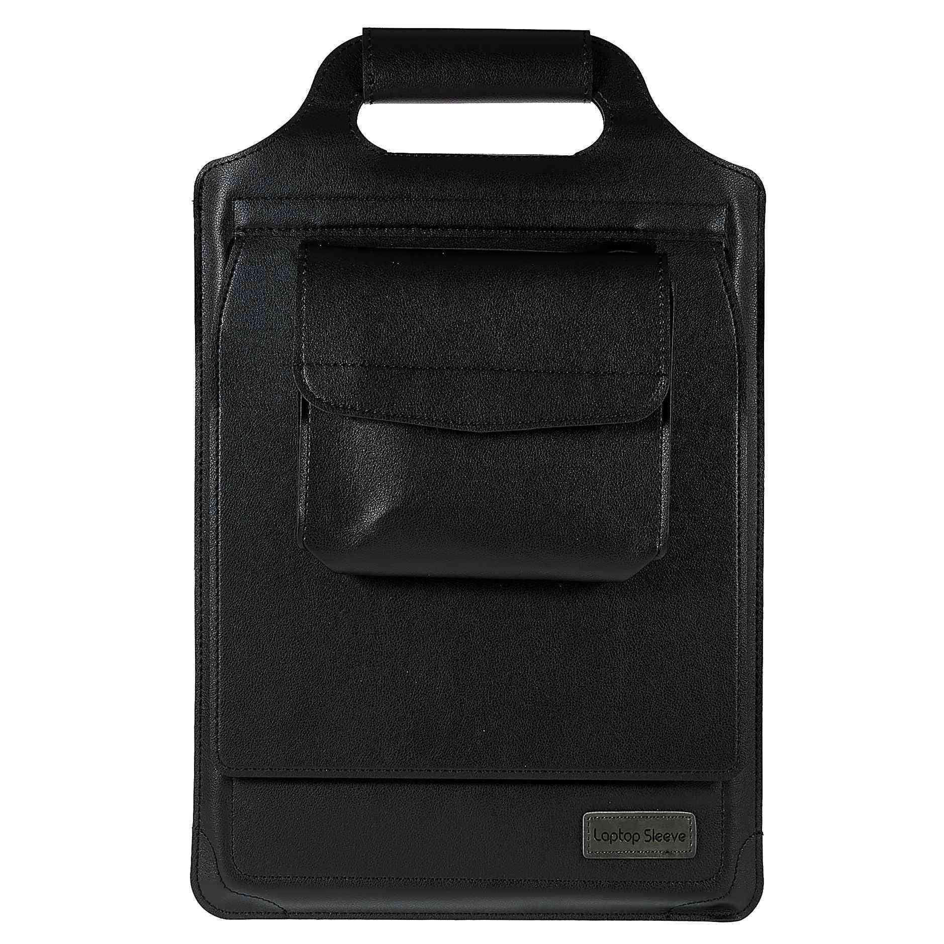 11-12inch PU Leather Laptop Sleeve Case Handheld Carrying Bag with Adjustable Stand - Black