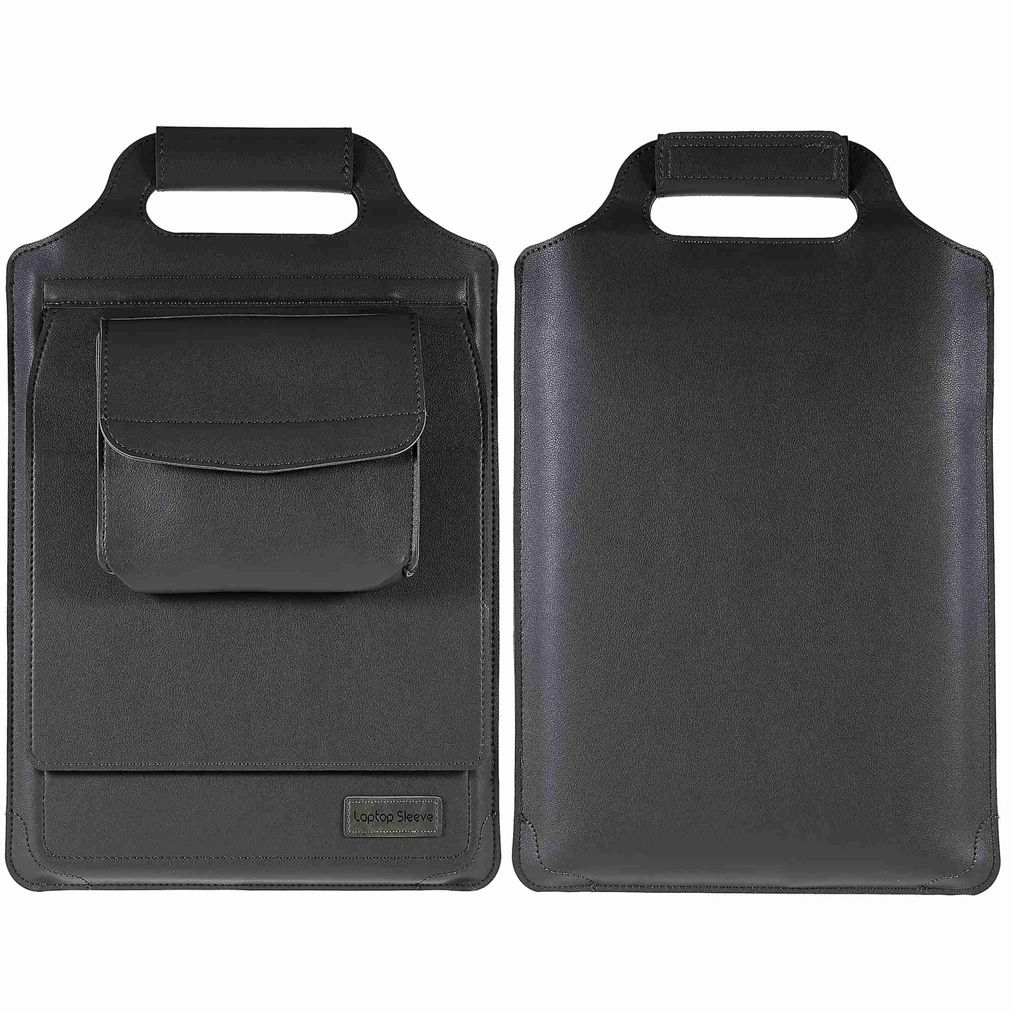 15-inch Laptop Sleeve Case PU Leather Notebook Carrying Case with Adjustable Stand - Grey