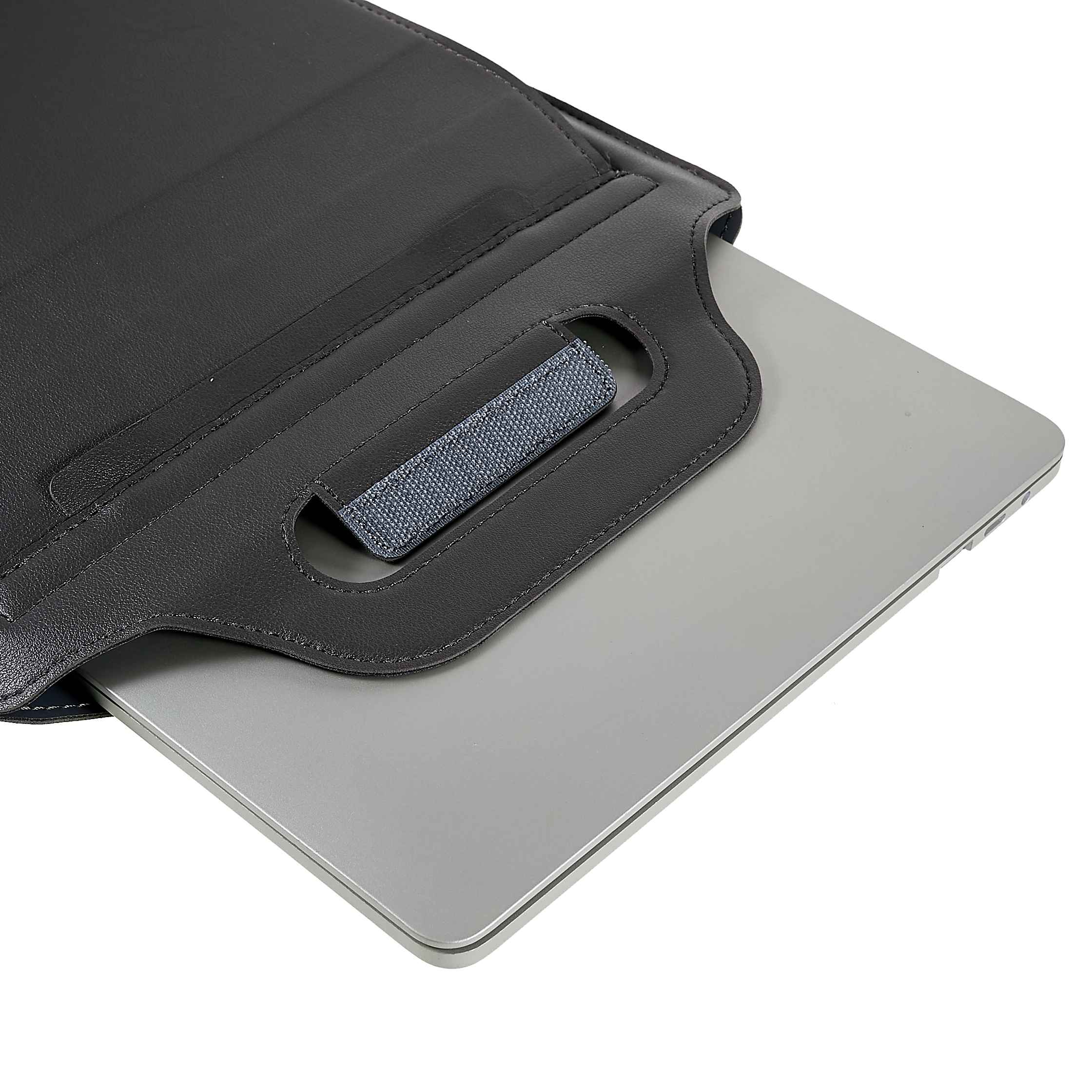 15-inch Laptop Sleeve Case PU Leather Notebook Carrying Case with Adjustable Stand - Grey
