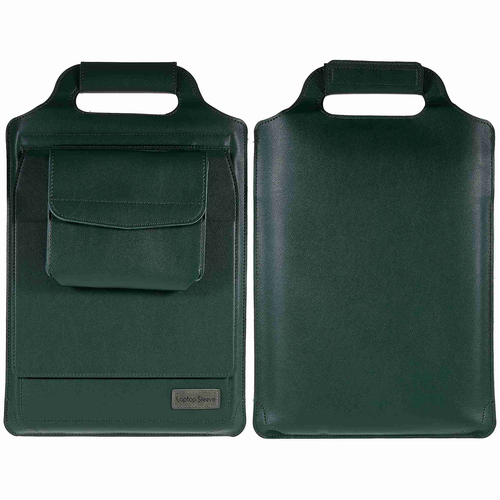 15-inch Laptop Sleeve Case PU Leather Notebook Carrying Case with Adjustable Stand - Green