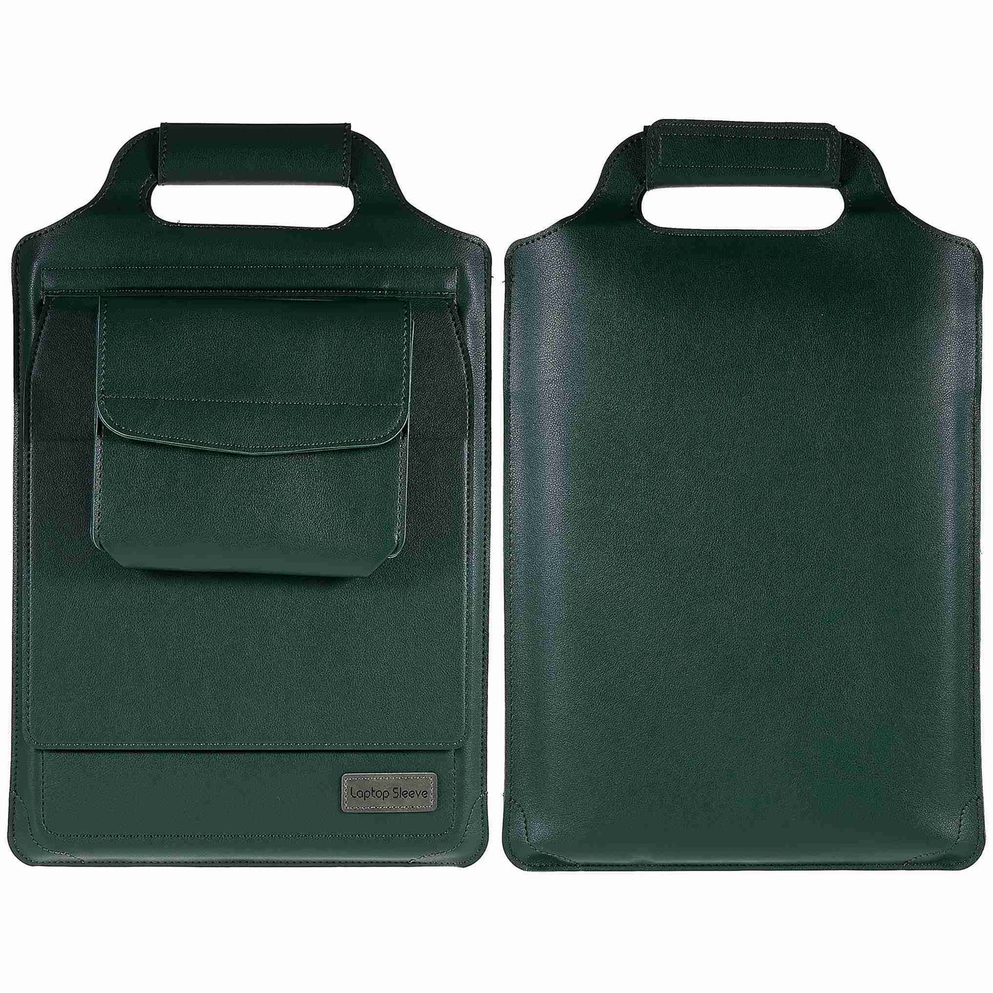 15-inch Laptop Sleeve Case PU Leather Notebook Carrying Case with Adjustable Stand - Green