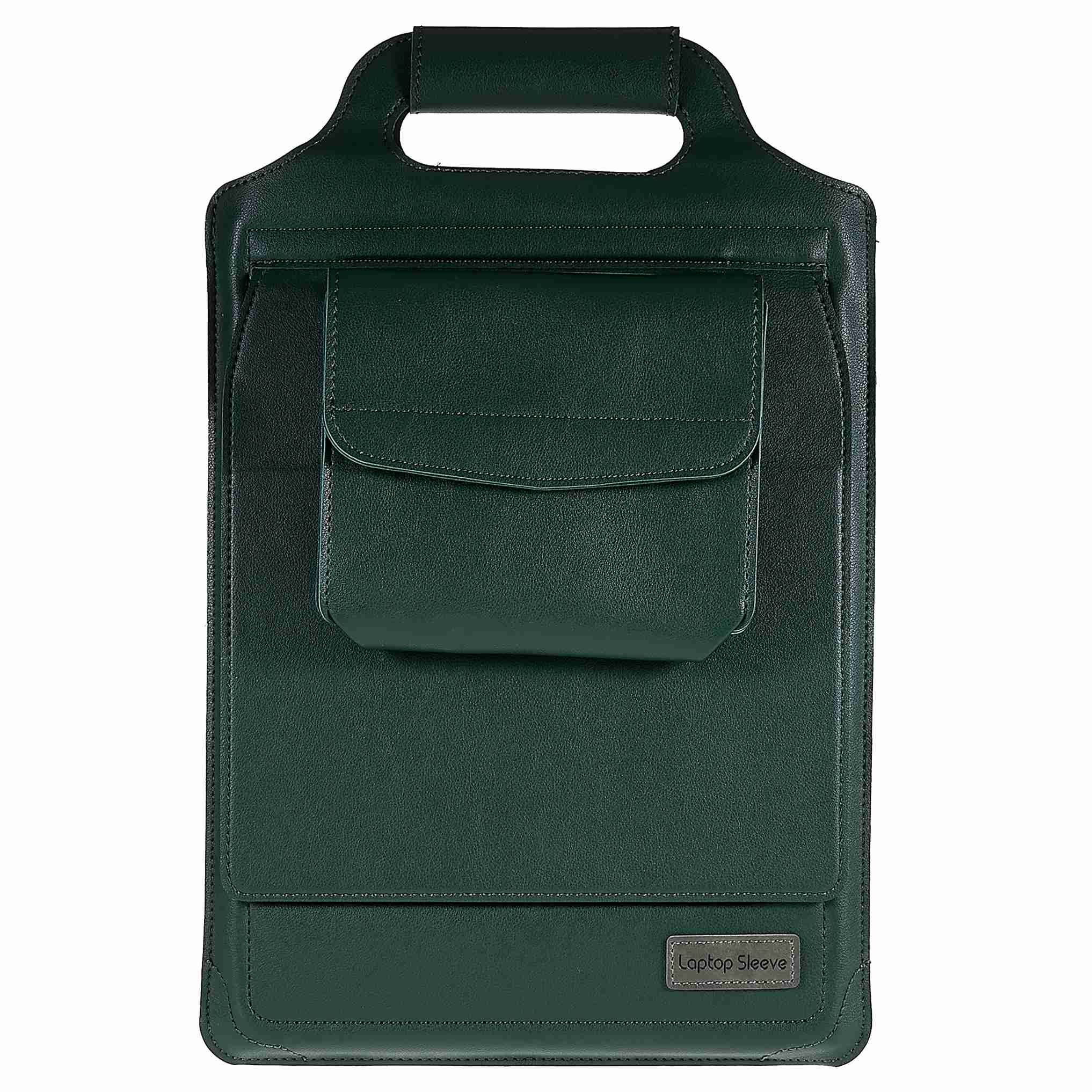 15-inch Laptop Sleeve Case PU Leather Notebook Carrying Case with Adjustable Stand - Green
