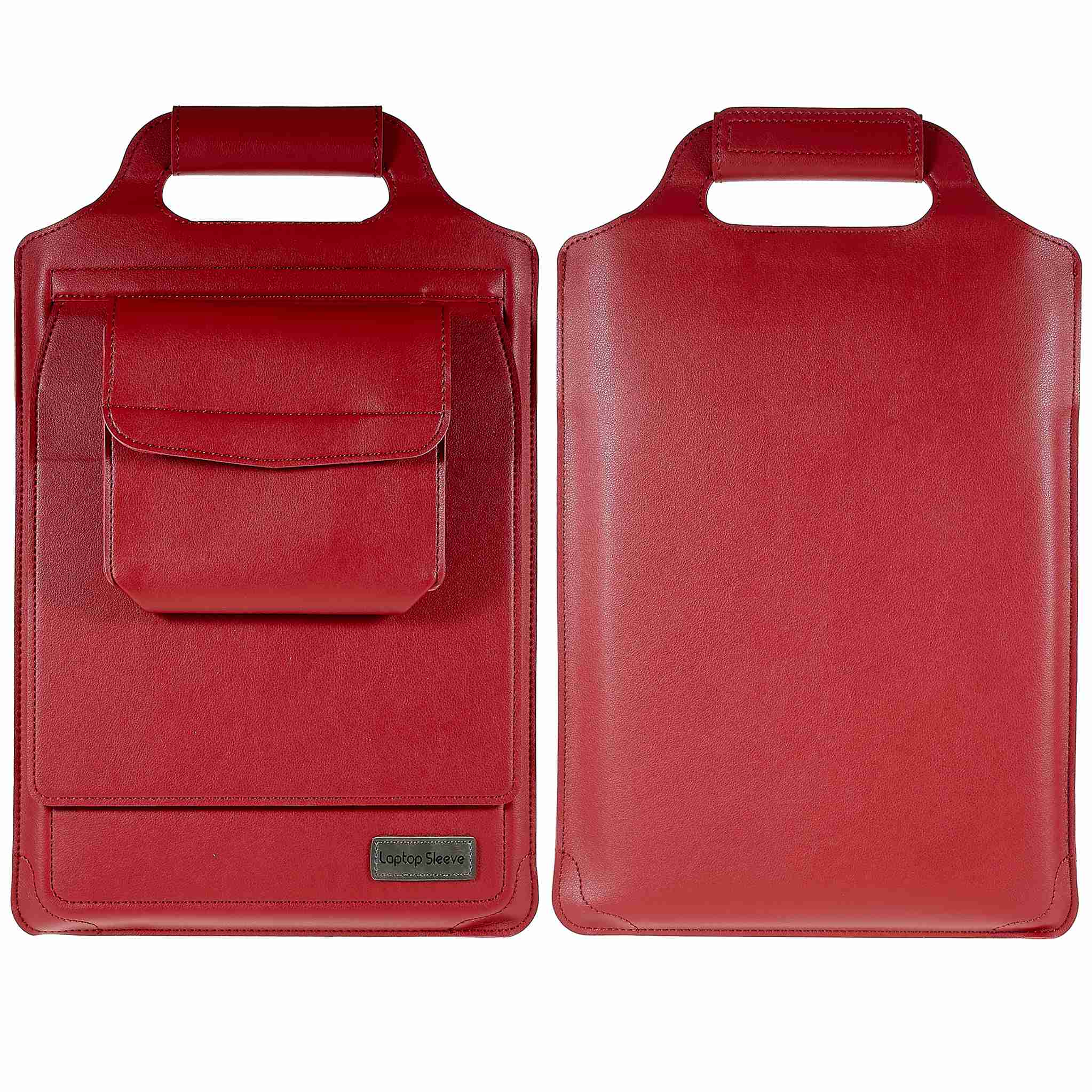 15-inch Laptop Sleeve Case PU Leather Notebook Carrying Case with Adjustable Stand - Red