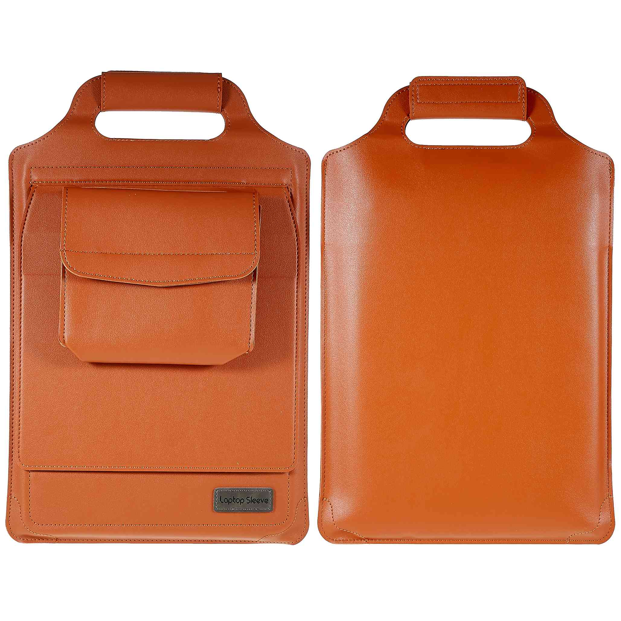 15-inch Laptop Sleeve Case PU Leather Notebook Carrying Case with Adjustable Stand - Brown