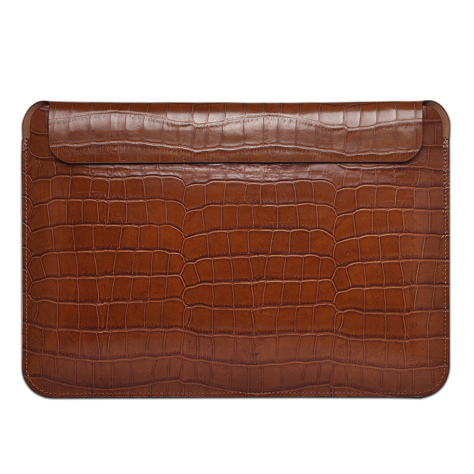 Wiwu 16.2 inch Notebook Computer Pouch for MacBook Pro 2021 Crocodile Texture Genuine Leather Multifunction Mouse Pad - Brown