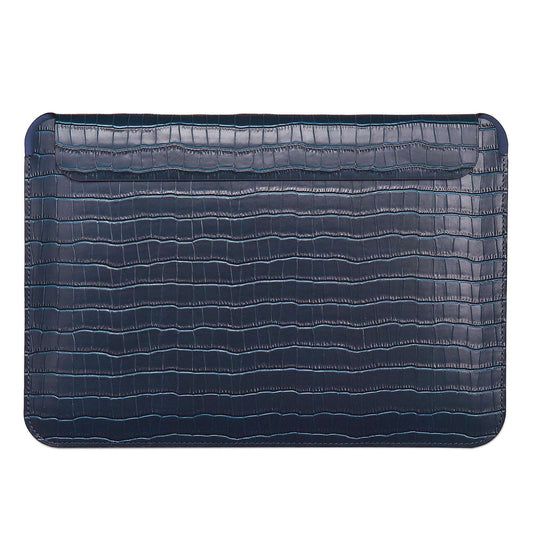 Wiwu 16.2 inch Notebook Computer Pouch for MacBook Pro 2021 Crocodile Texture Genuine Leather Multifunction Mouse Pad - Sapphire