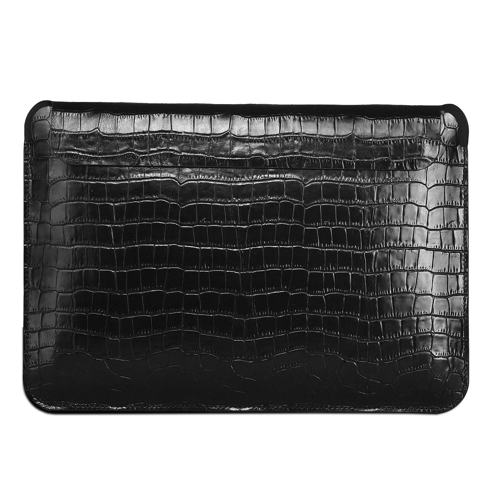 Wiwu 12 inch Laptop Bag for MacBook Storage Pouch Multifunction Crocodile Texture Genuine Leather Mouse Pad Notebook Computer Sleeve - Black