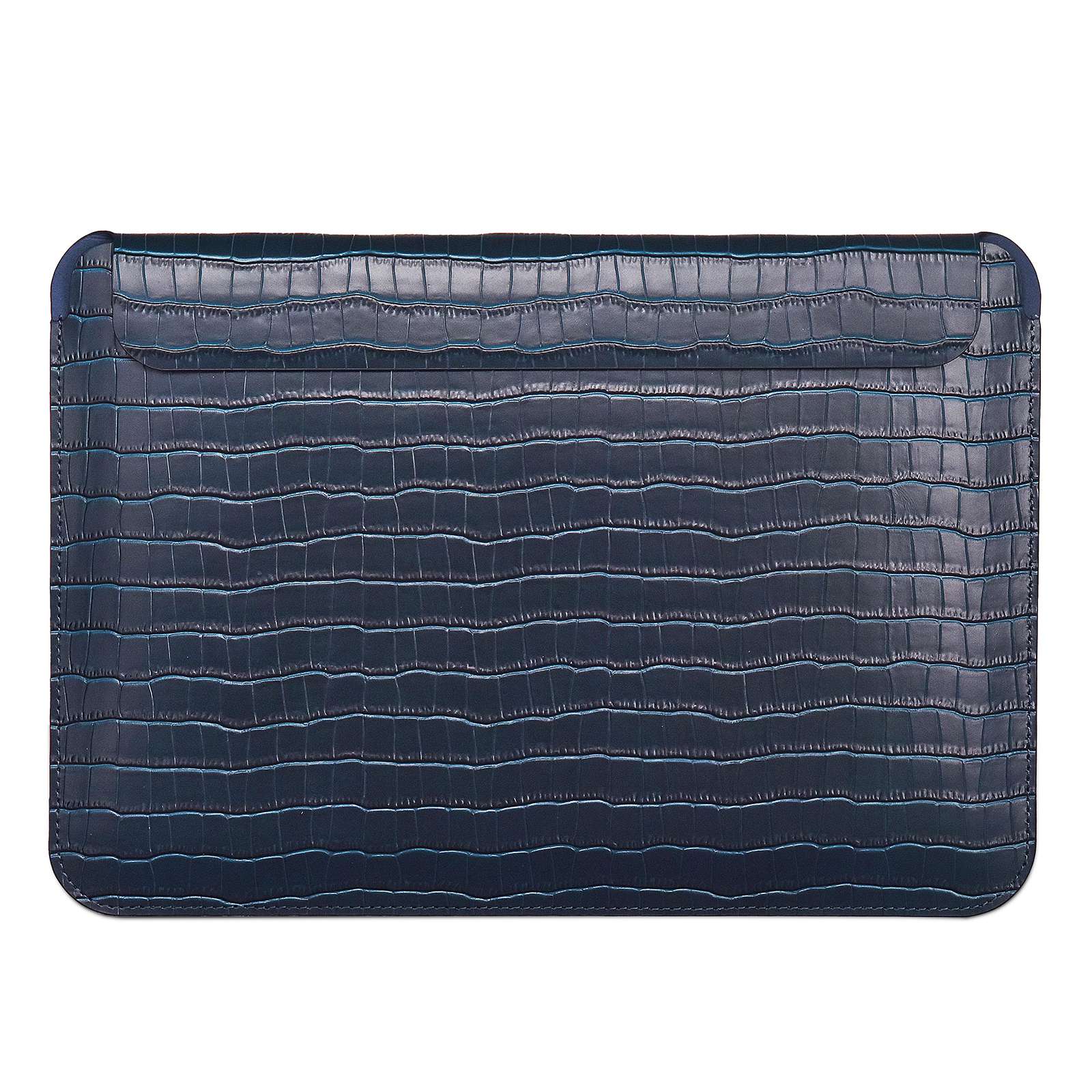 Wiwu 12 inch Laptop Bag for MacBook Storage Pouch Multifunction Crocodile Texture Genuine Leather Mouse Pad Notebook Computer Sleeve - Sapphire