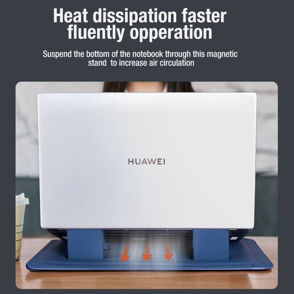 NILLKIN Versatile Plus 15.6 - 16.1-inch Laptop Sleeve Multifunctional Litchi Texture PU Leather Cooling Stand Notebook Bag with Mouse Pad Function - Black