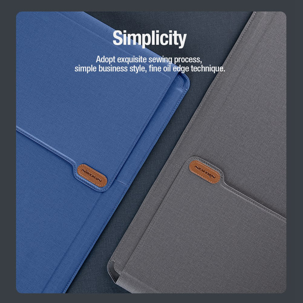 NILLKIN Versatile Plus 15.6 - 16.1-inch Laptop Sleeve Multifunctional Litchi Texture PU Leather Cooling Stand Notebook Bag with Mouse Pad Function - Blue