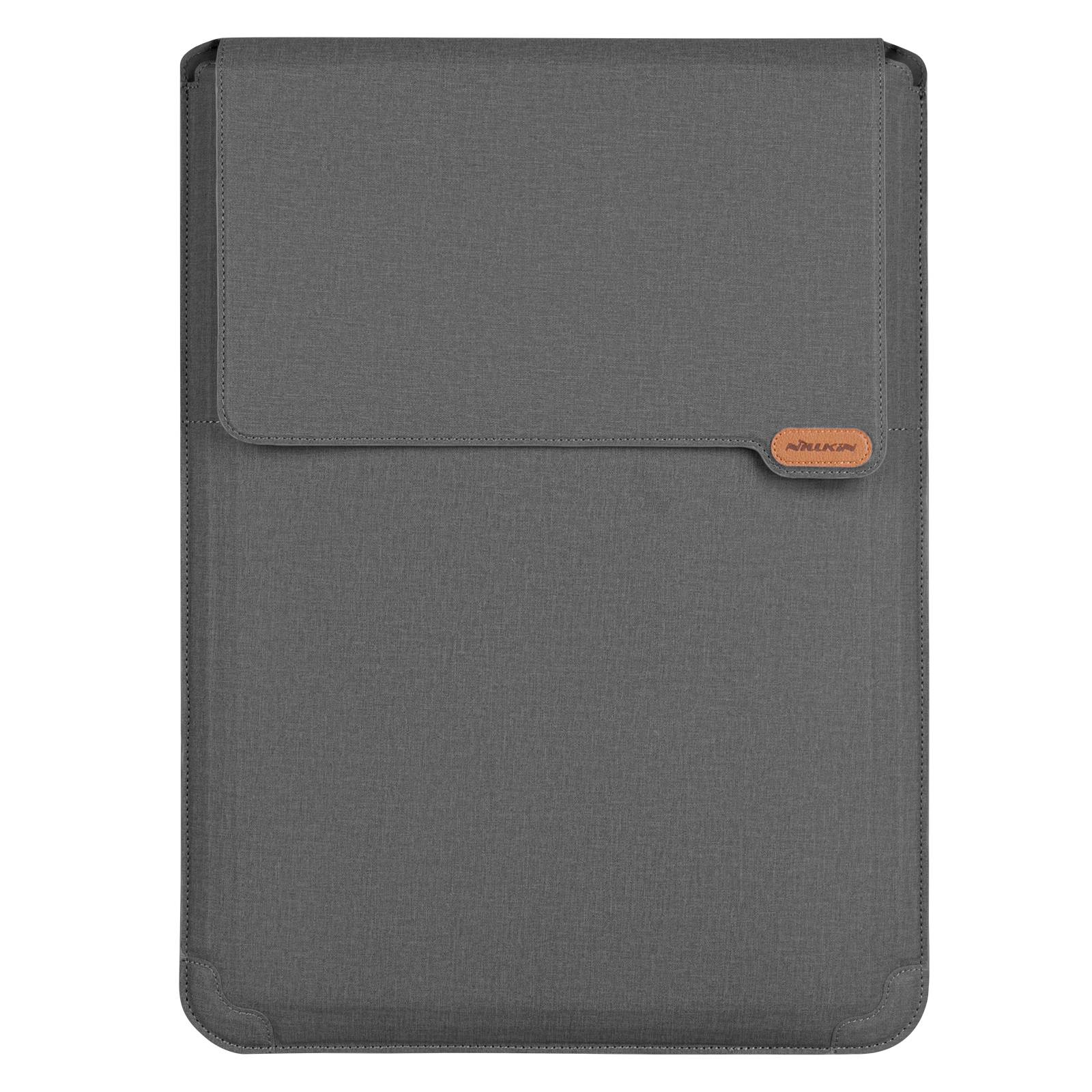 NILLKIN Versatile Plus 15.6 - 16.1-inch Laptop Sleeve Multifunctional Litchi Texture PU Leather Cooling Stand Notebook Bag with Mouse Pad Function - Grey
