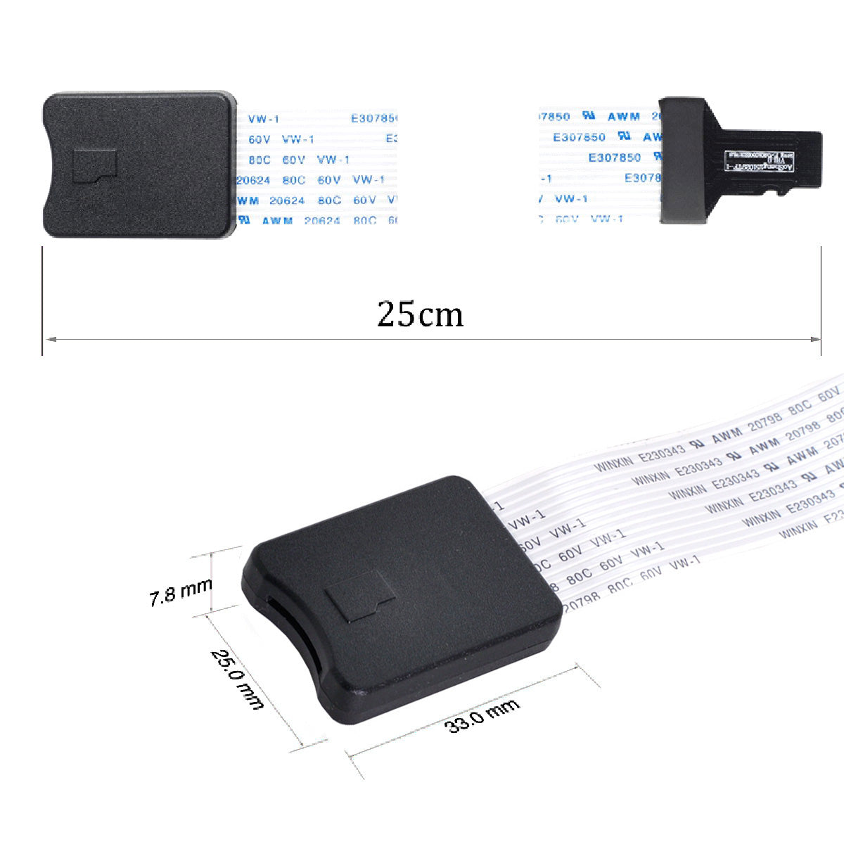 EP-019 25cm TF Memory Card Kit Male to TF Female Adapter Soft Flat FPC Cable Extender