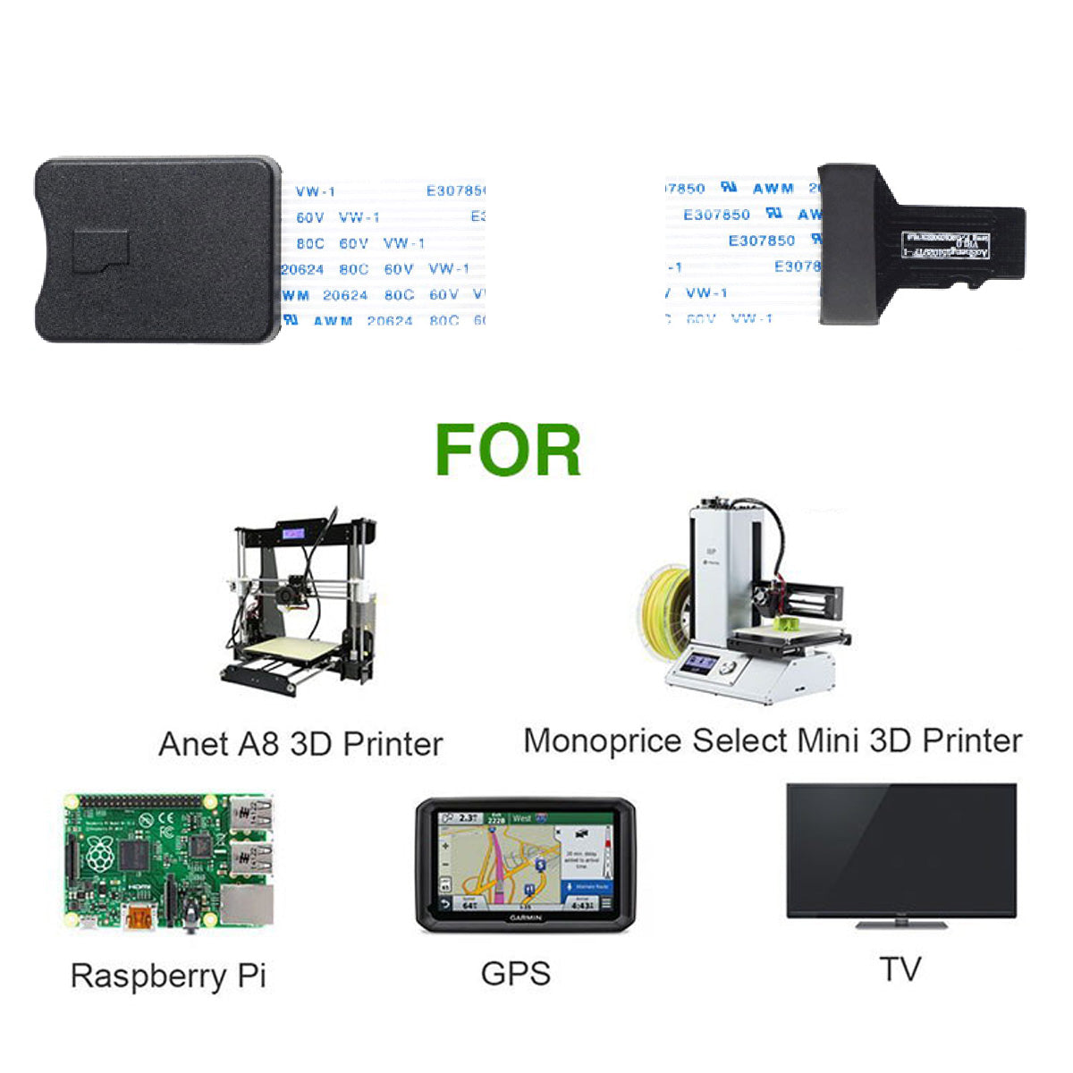 EP-019 25cm TF Memory Card Kit Male to TF Female Adapter Soft Flat FPC Cable Extender