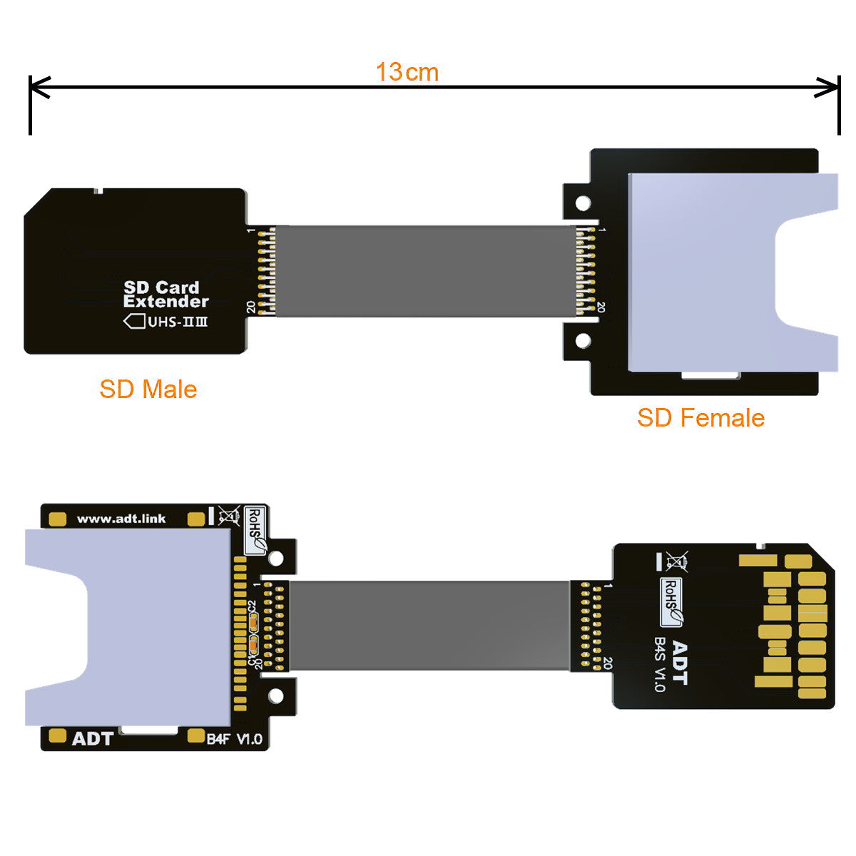 EP-012-B44SF UHS-III SD Male Extender to SD Card Female Extension Cable Adapter