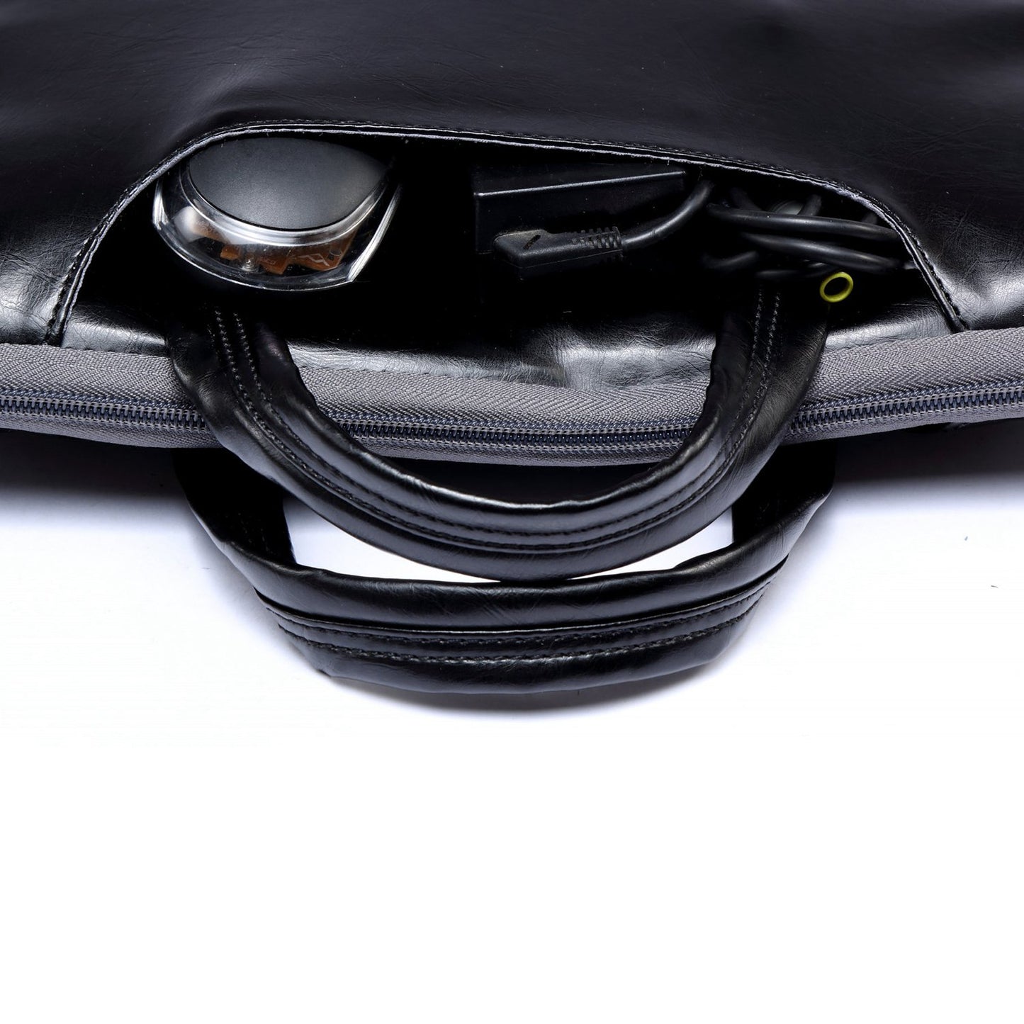 Uniqkart 11.6 Inch Laptop Bag Business Style PU Leather Laptop Sleeve Case with Handle Strap - Black