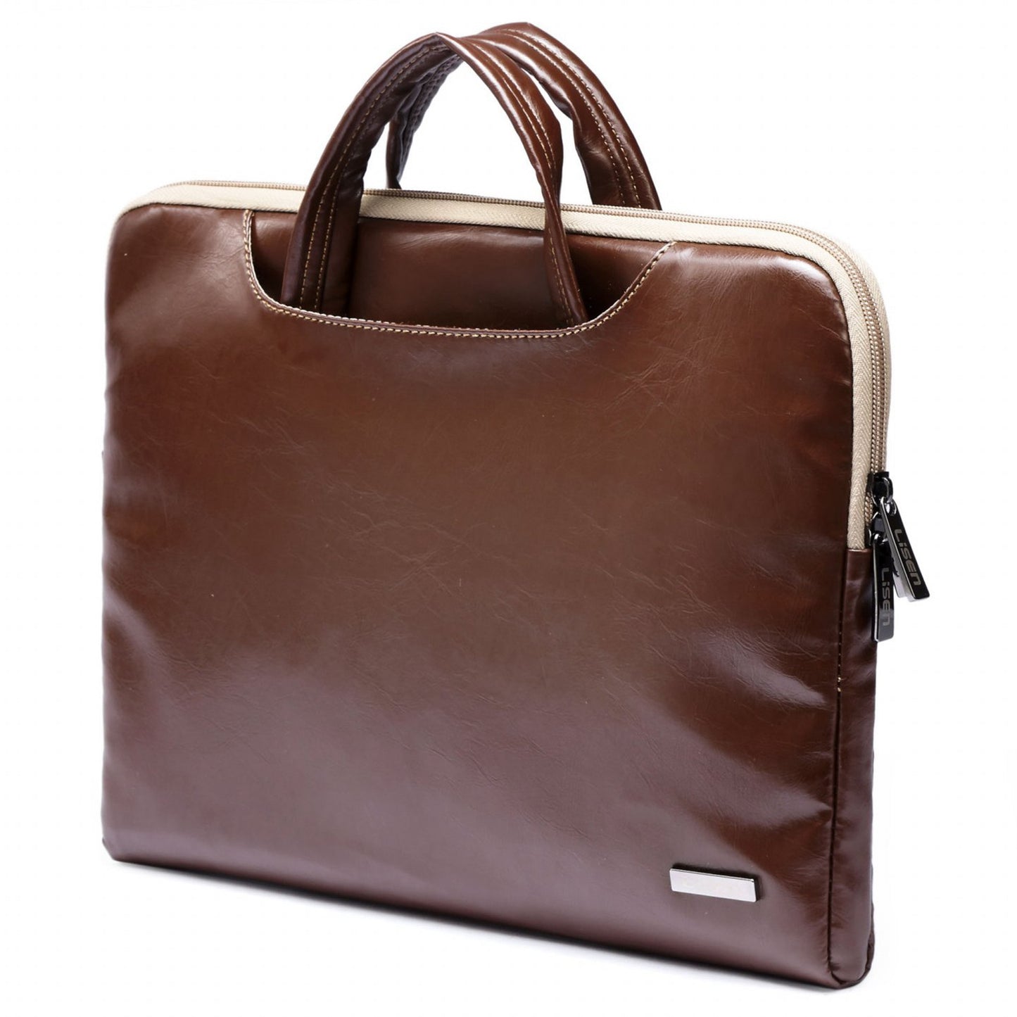 Uniqkart 11.6 Inch Laptop Bag Business Style PU Leather Laptop Sleeve Case with Handle Strap - Brown