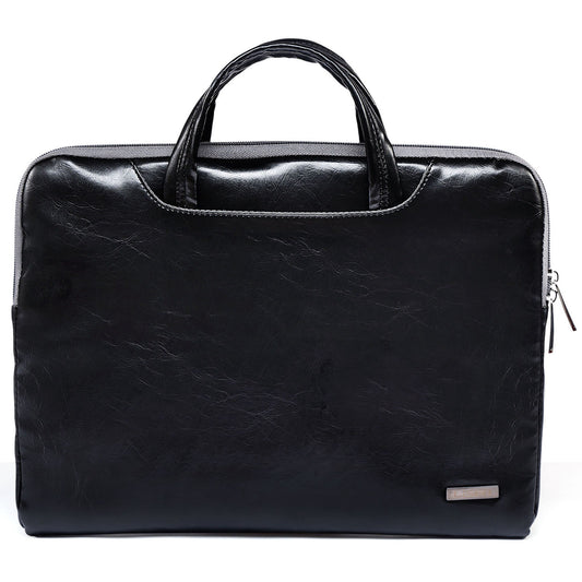 Uniqkart 13.3 Inch Laptop Case Smooth PU Leather Laptop Sleeve Durable Computer Carrying Bag with Handle Strap - Black