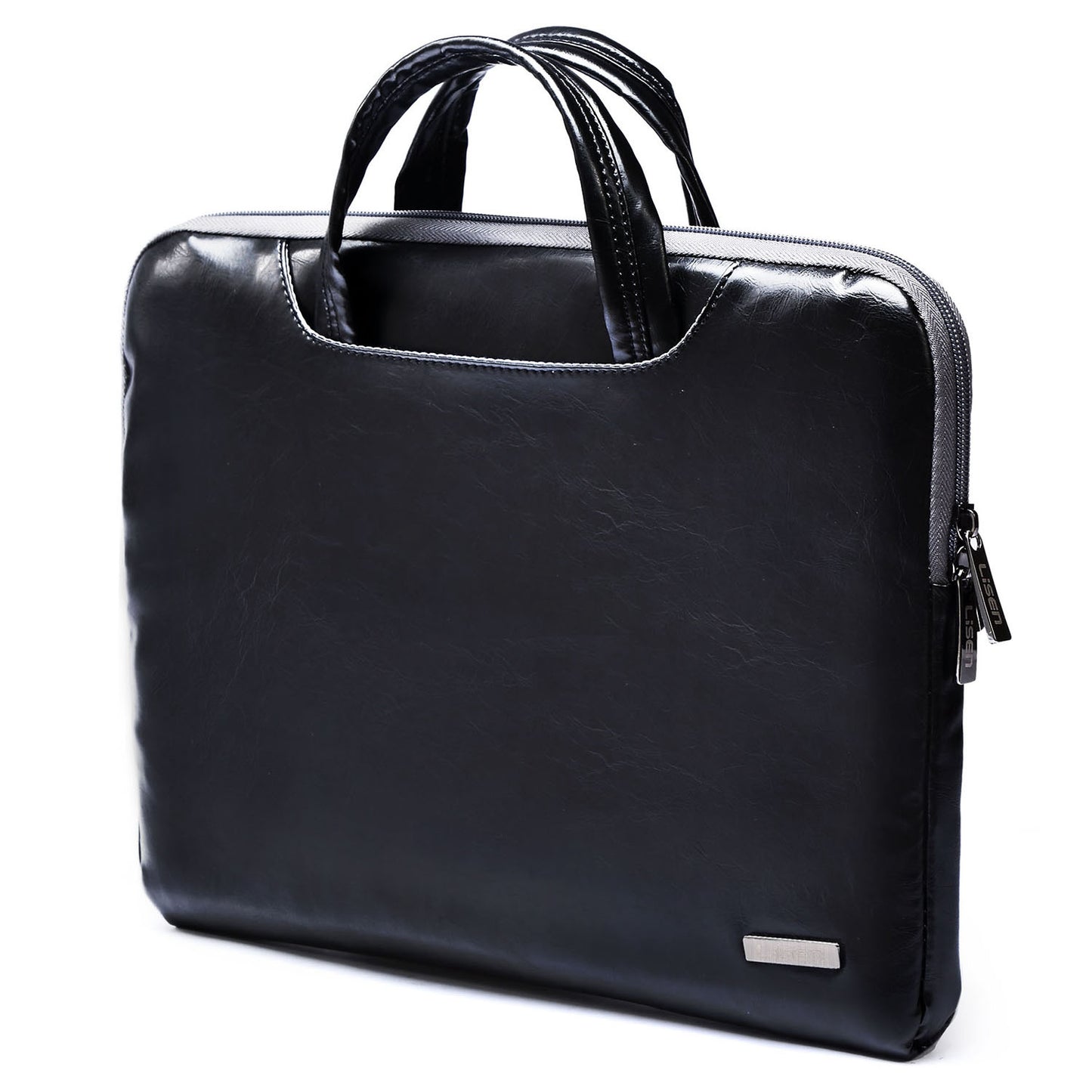 Uniqkart 13.3 Inch Laptop Case Smooth PU Leather Laptop Sleeve Durable Computer Carrying Bag with Handle Strap - Black