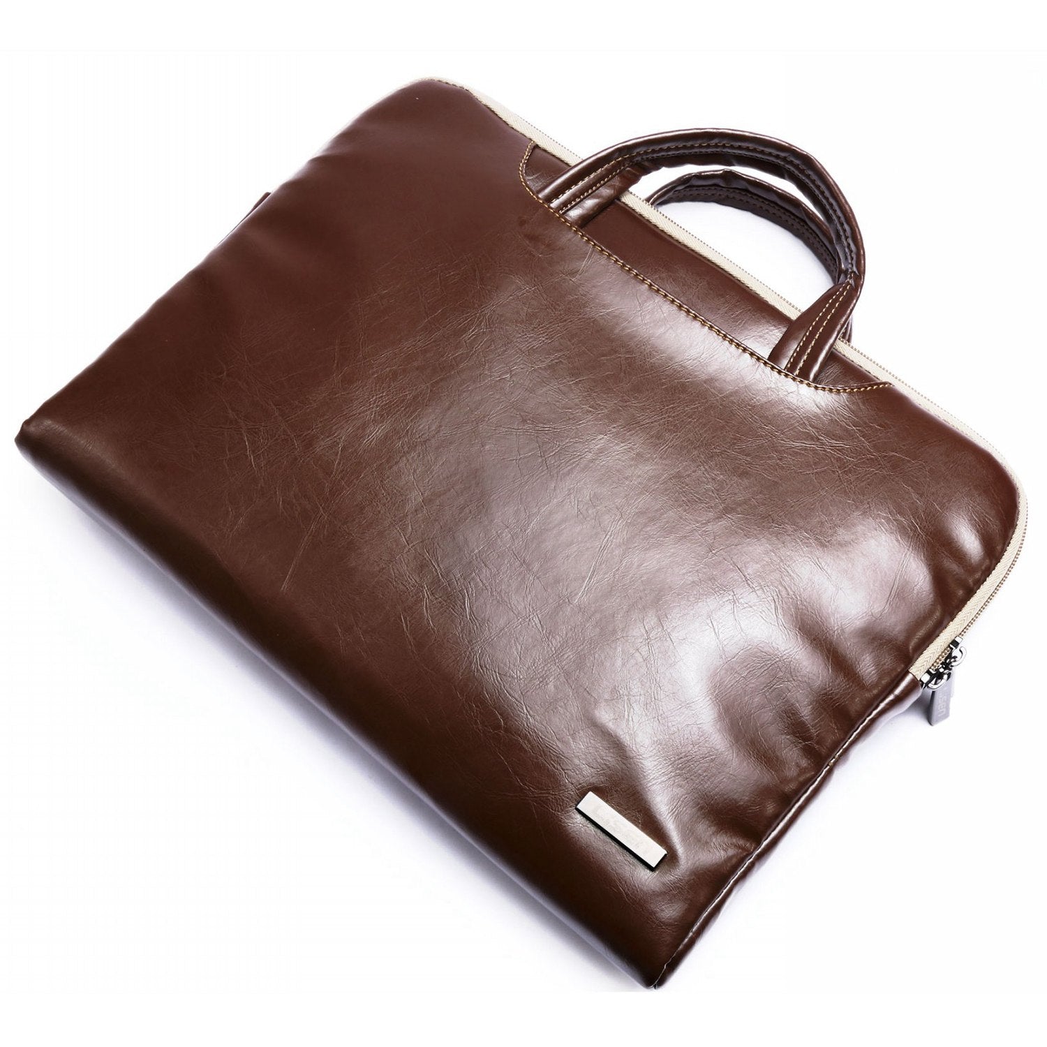 Uniqkart 13.3 Inch Laptop Case Smooth PU Leather Laptop Sleeve Durable Computer Carrying Bag with Handle Strap - Brown