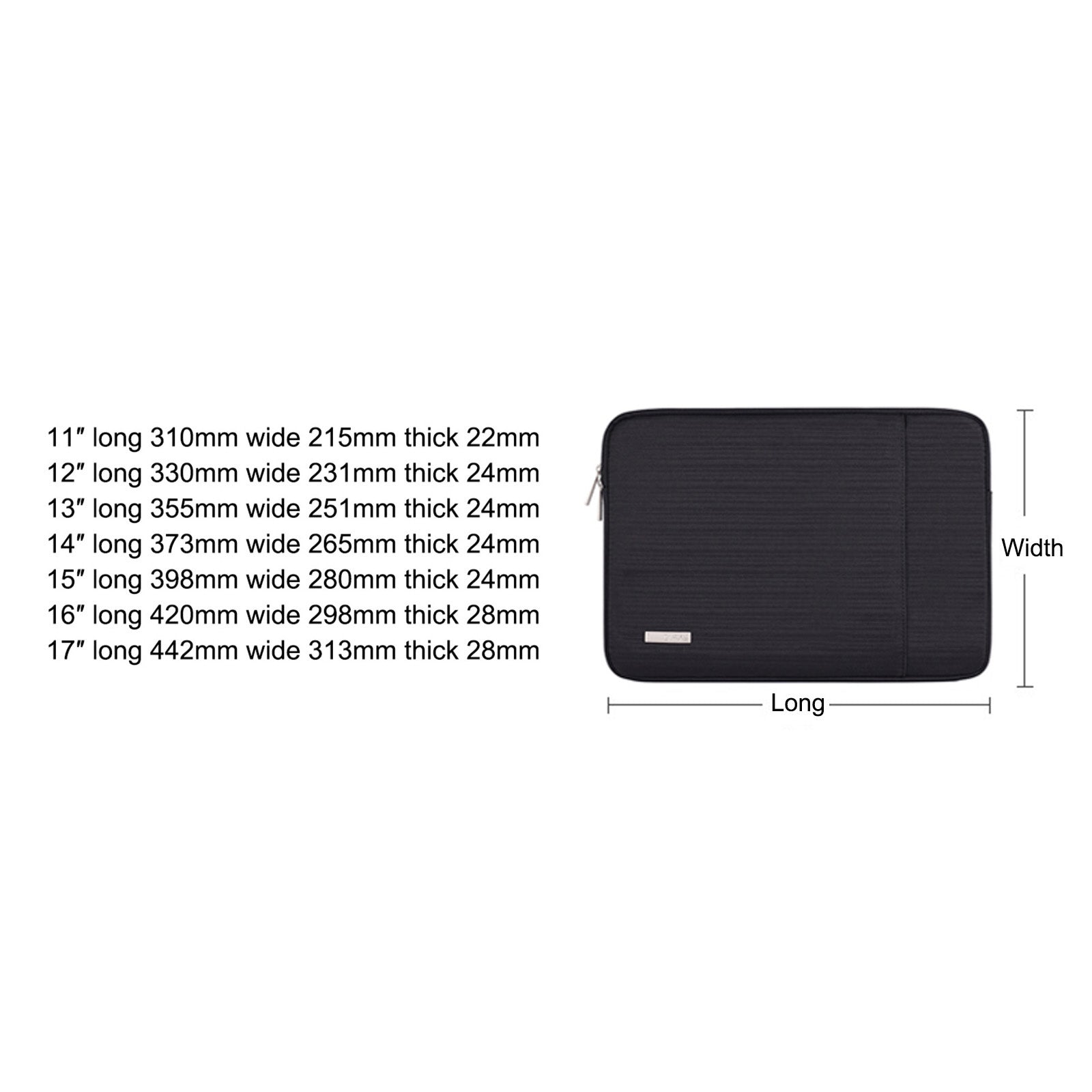 Canvasartisan L28-19 12-inch Laptop Protective Sleeve Business Style Notebook Carrying Bag (Horizontal Type) - Black