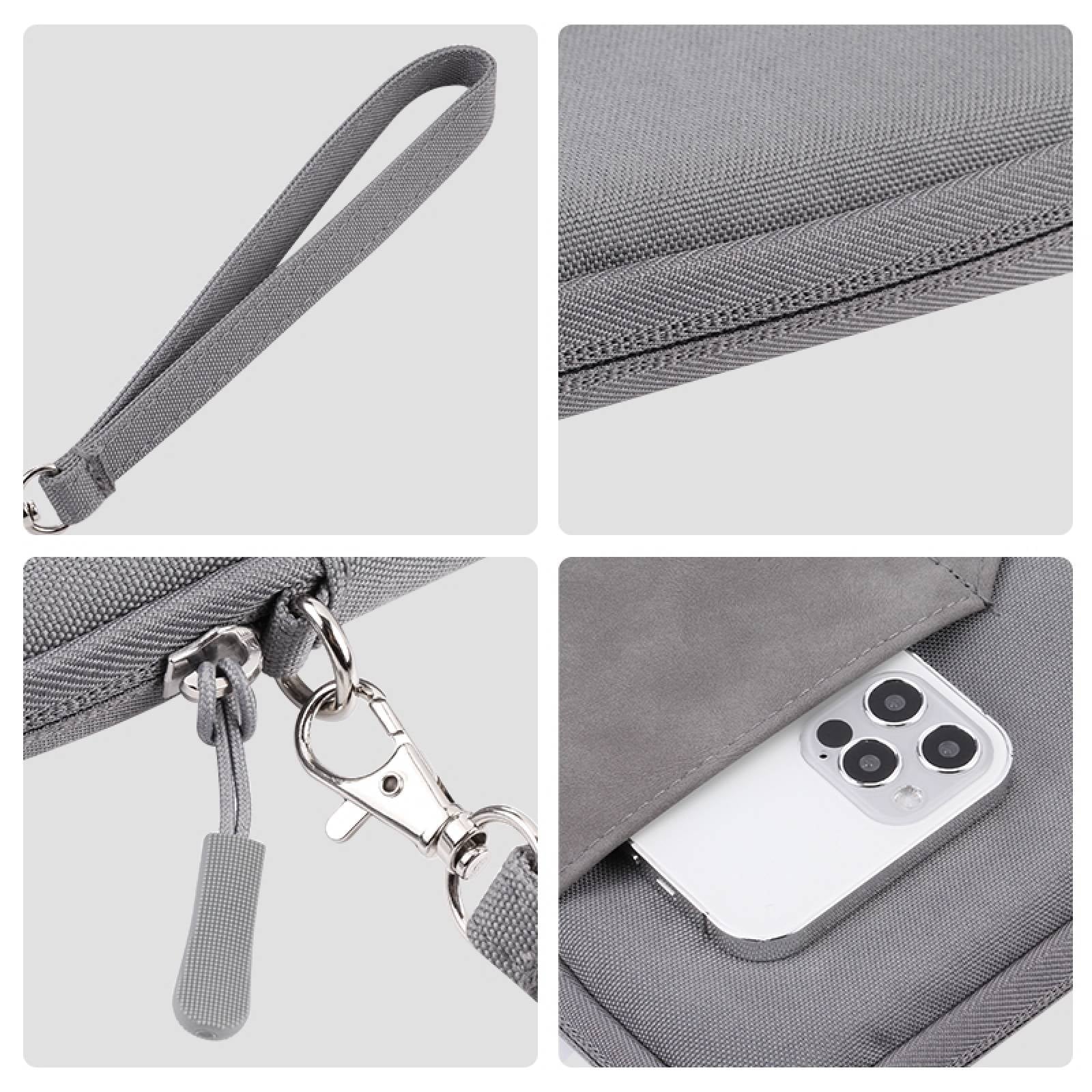 Uniqkart HWL7018 Zippered Carry Case for iPad 9.7-11 inch Scratch-Proof Tablets Sleeve Bag with Strap - Grey