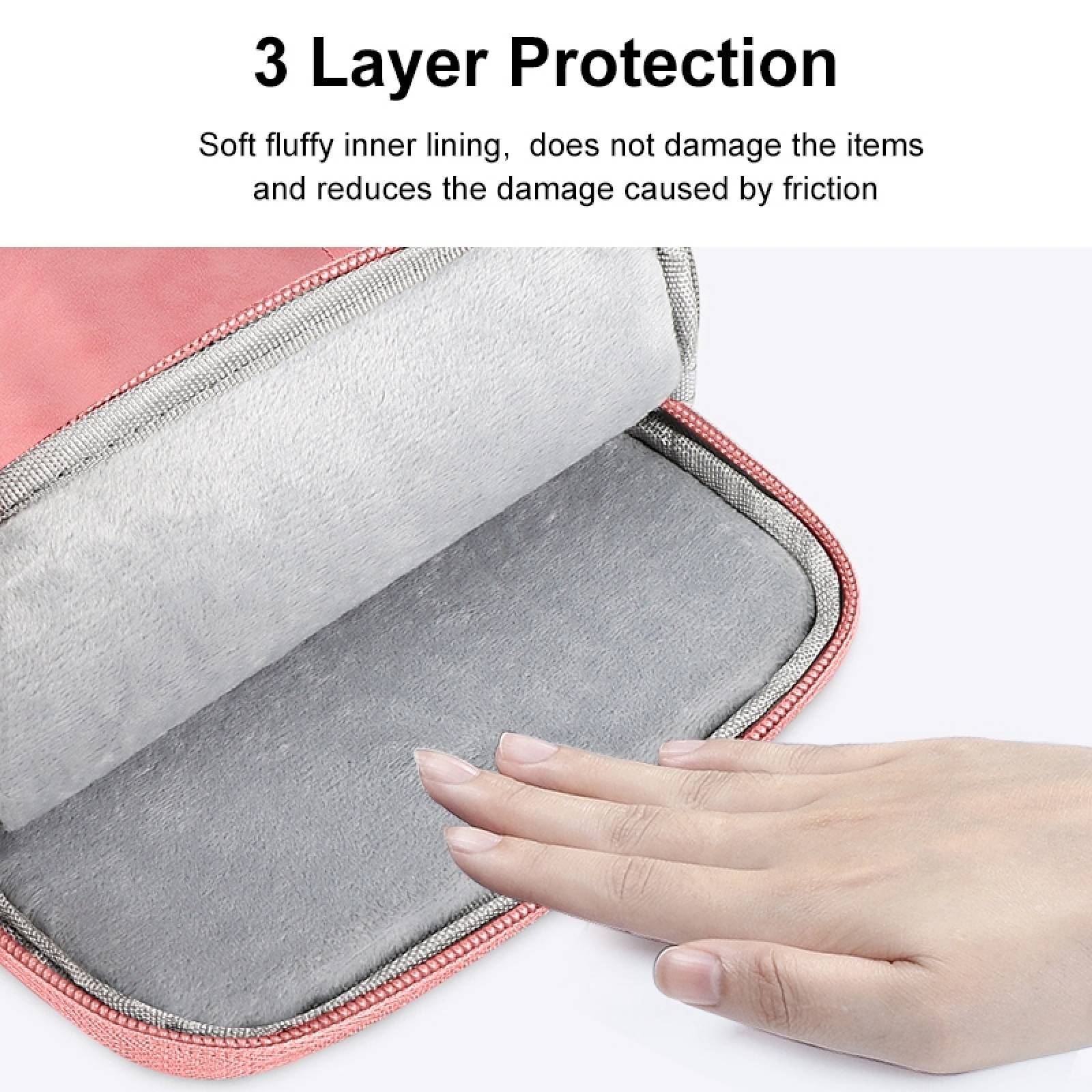 Uniqkart HWL7018 Zippered Carry Case for iPad 9.7-11 inch Scratch-Proof Tablets Sleeve Bag with Strap - Pink