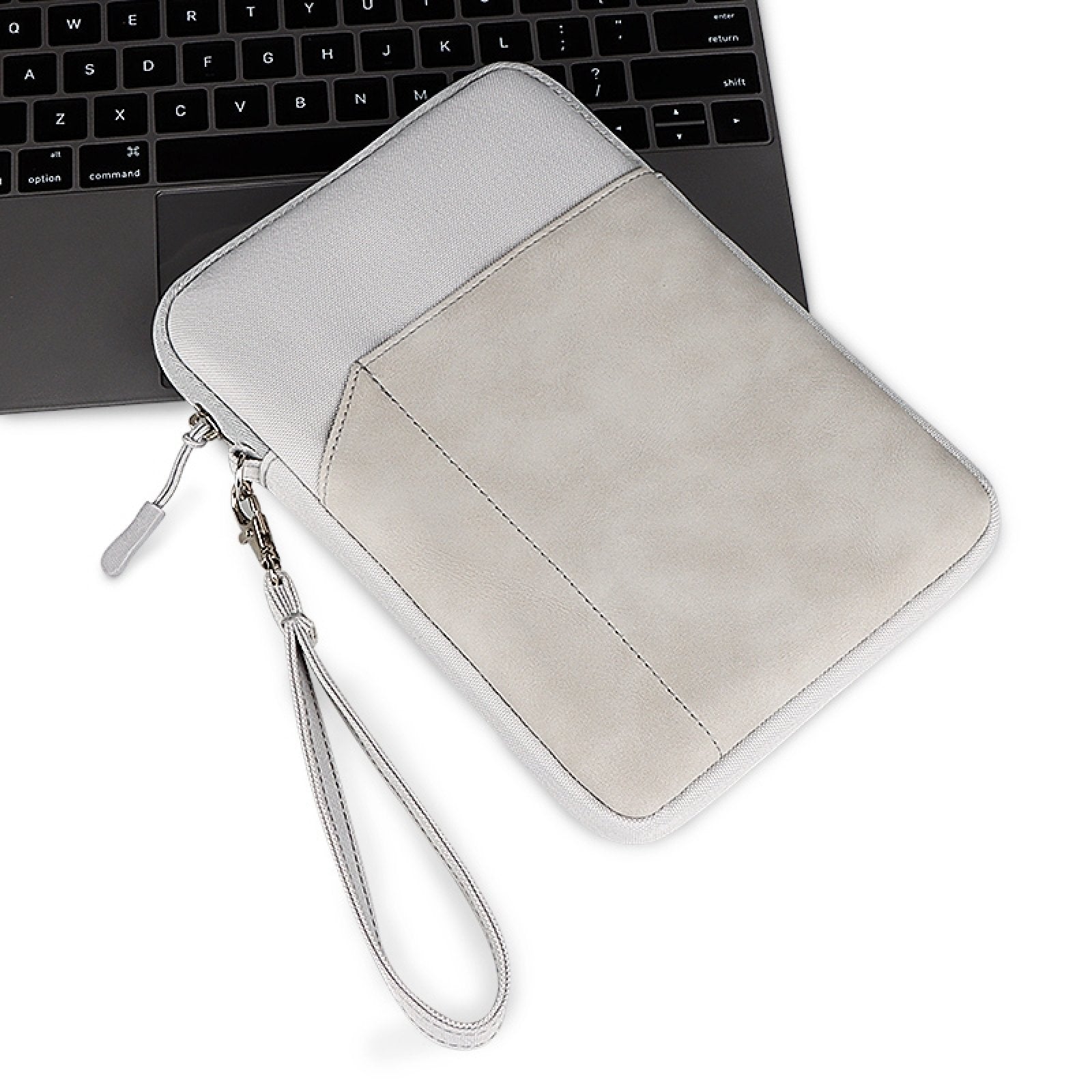 Uniqkart HWL7018 Zippered Carry Case for iPad 9.7-11 inch Scratch-Proof Tablets Sleeve Bag with Strap - Light Grey