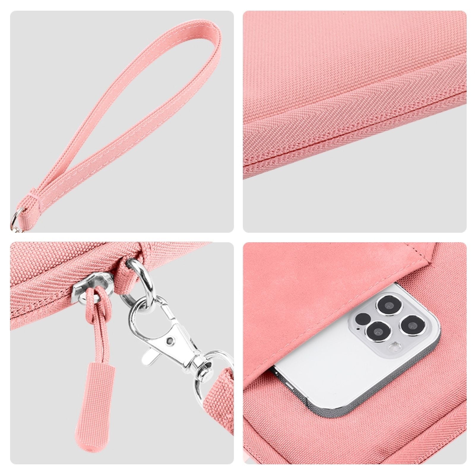Uniqkart HWL7017 Shockproof Carry Case for iPad mini 7.9-8.4 inch Scratch Resistant Tablets Zippered Sleeve Bag with Outer Pouch - Pink