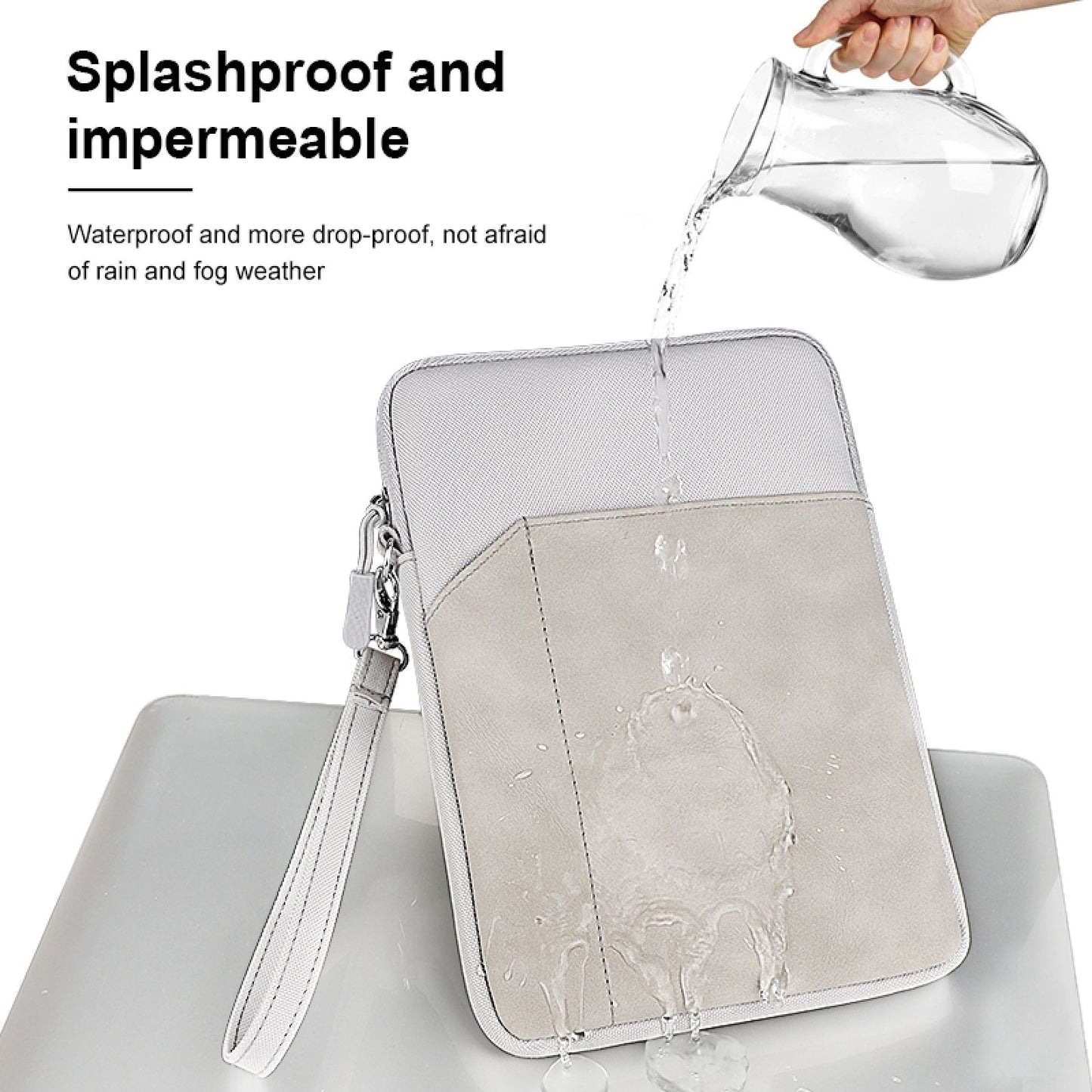 Uniqkart HWL7017 Shockproof Carry Case for iPad mini 7.9-8.4 inch Scratch Resistant Tablets Zippered Sleeve Bag with Outer Pouch - Light Grey