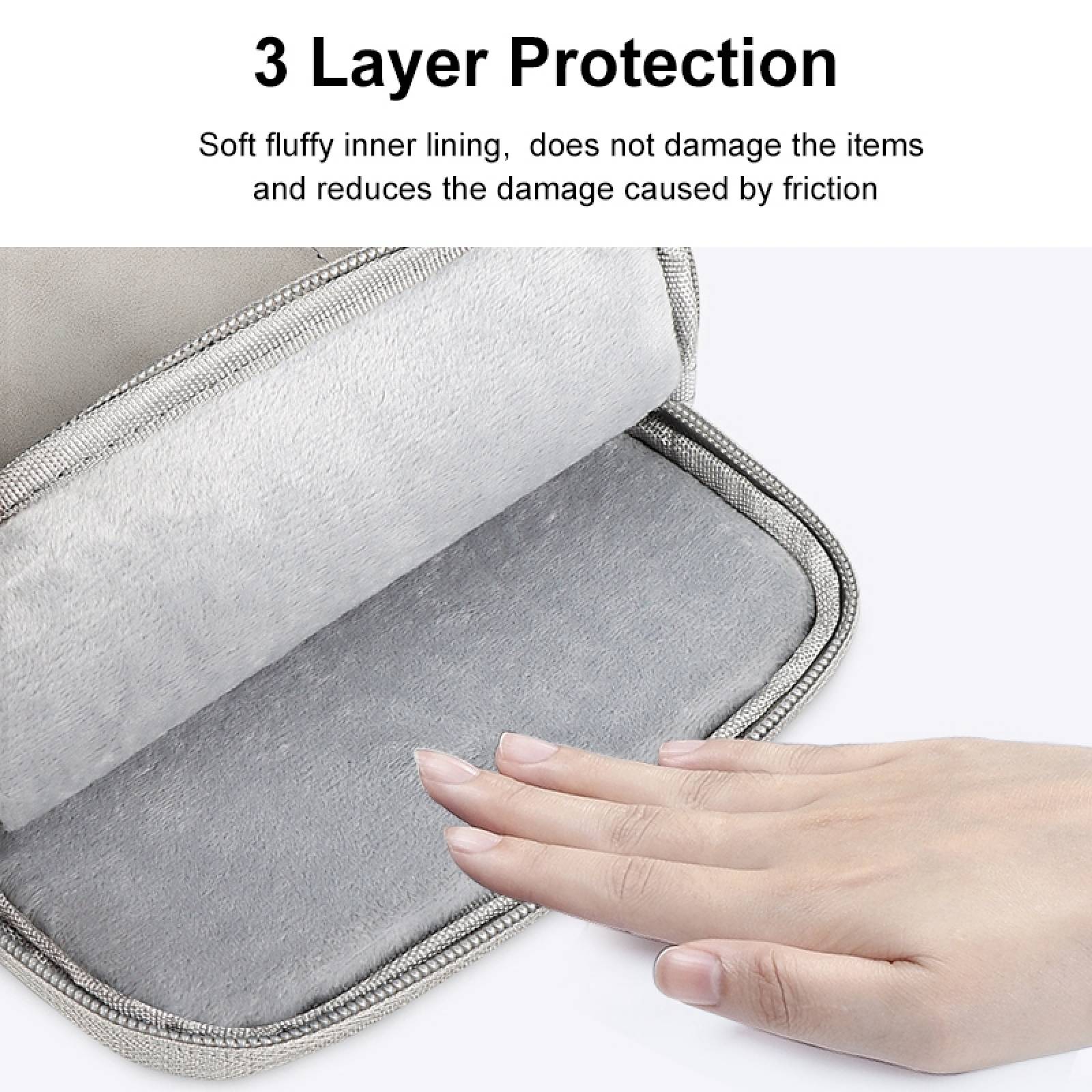 Uniqkart HWL7017 Shockproof Carry Case for iPad mini 7.9-8.4 inch Scratch Resistant Tablets Zippered Sleeve Bag with Outer Pouch - Light Grey