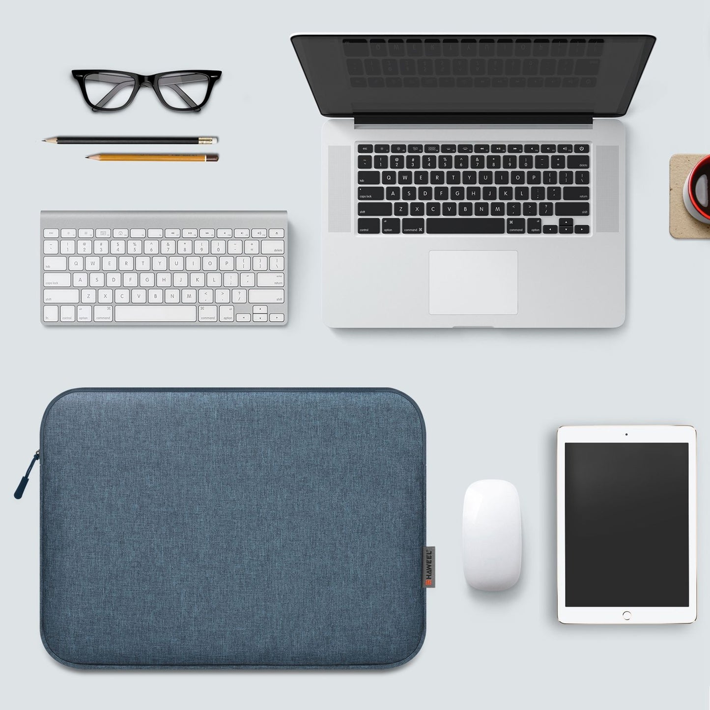 Haweel HWL7016 For Macbook Pro 15 inch (2016) / (2018-2019)  /  16 inch (2022) Shockproof Zippered Sleeve Bag Scratch Resistant Carry Case (40.5 x 29.5cm, 15-16.7 inch) - Blue