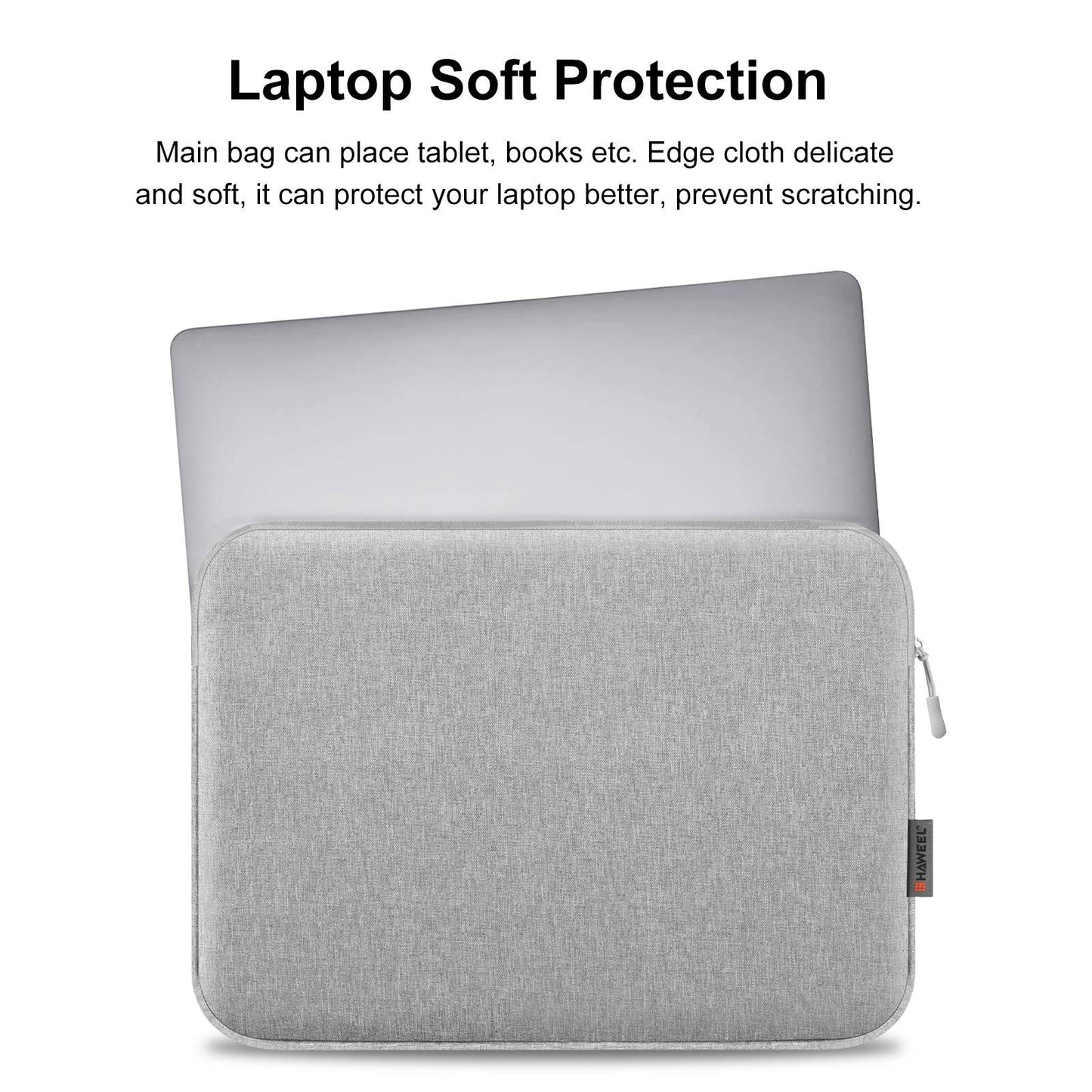 Haweel HWL7016 For Macbook Pro 15 inch (2016) / (2018-2019)  /  16 inch (2022) Shockproof Zippered Sleeve Bag Scratch Resistant Carry Case (40.5 x 29.5cm, 15-16.7 inch) - Grey