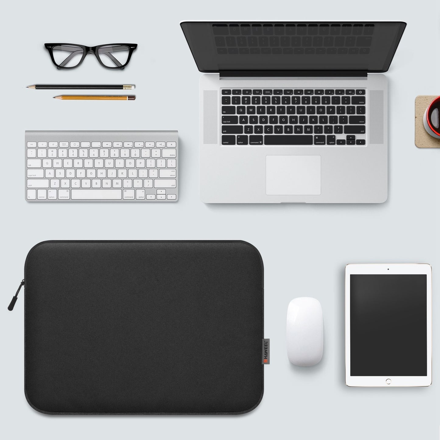 Haweel HWL7016 For Macbook Pro 15 inch (2016) / (2018-2019)  /  16 inch (2022) Shockproof Zippered Sleeve Bag Scratch Resistant Carry Case (40.5 x 29.5cm, 15-16.7 inch) - Black