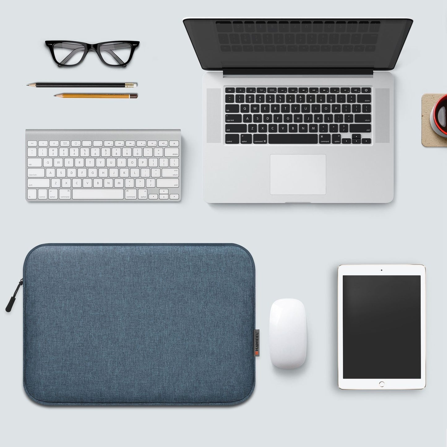 Haweel HWL7015 For MacBook Pro 14 inch (2021) / 15 inch (2013) / (2016) Protective Carrying Case Scratch Resistant Zippered Sleeve Bag (37 x 26cm, 14-15 inch) - Blue