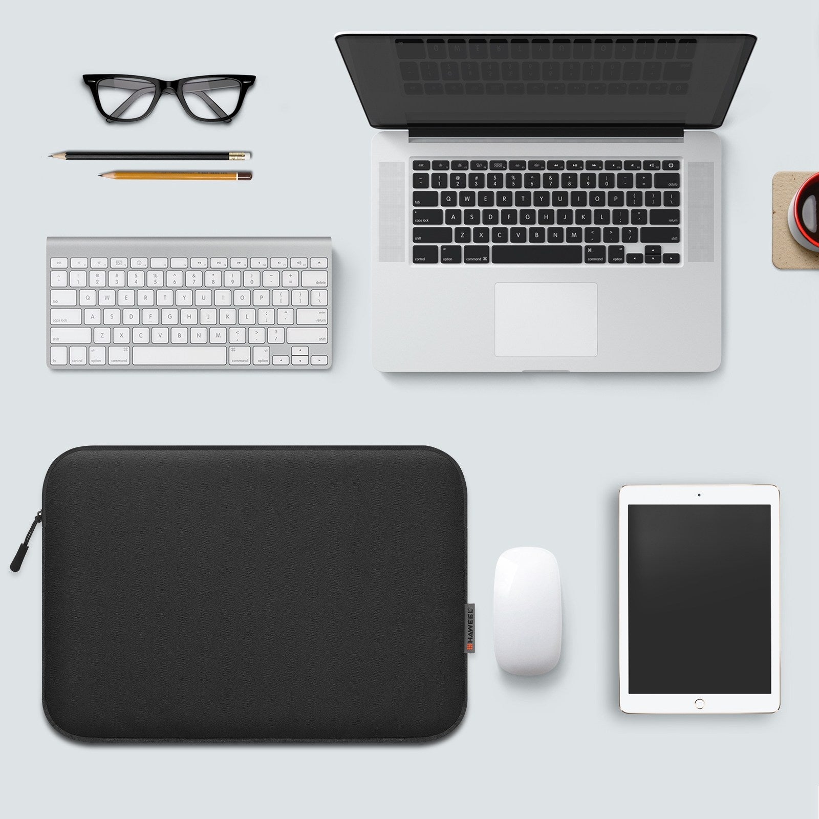 Haweel HWL7015 For MacBook Pro 14 inch (2021) / 15 inch (2013) / (2016) Protective Carrying Case Scratch Resistant Zippered Sleeve Bag (37 x 26cm, 14-15 inch) - Black