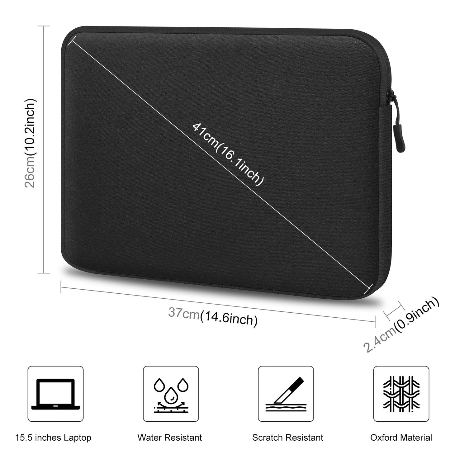 Haweel HWL7015 For MacBook Pro 14 inch (2021) / 15 inch (2013) / (2016) Protective Carrying Case Scratch Resistant Zippered Sleeve Bag (37 x 26cm, 14-15 inch) - Black