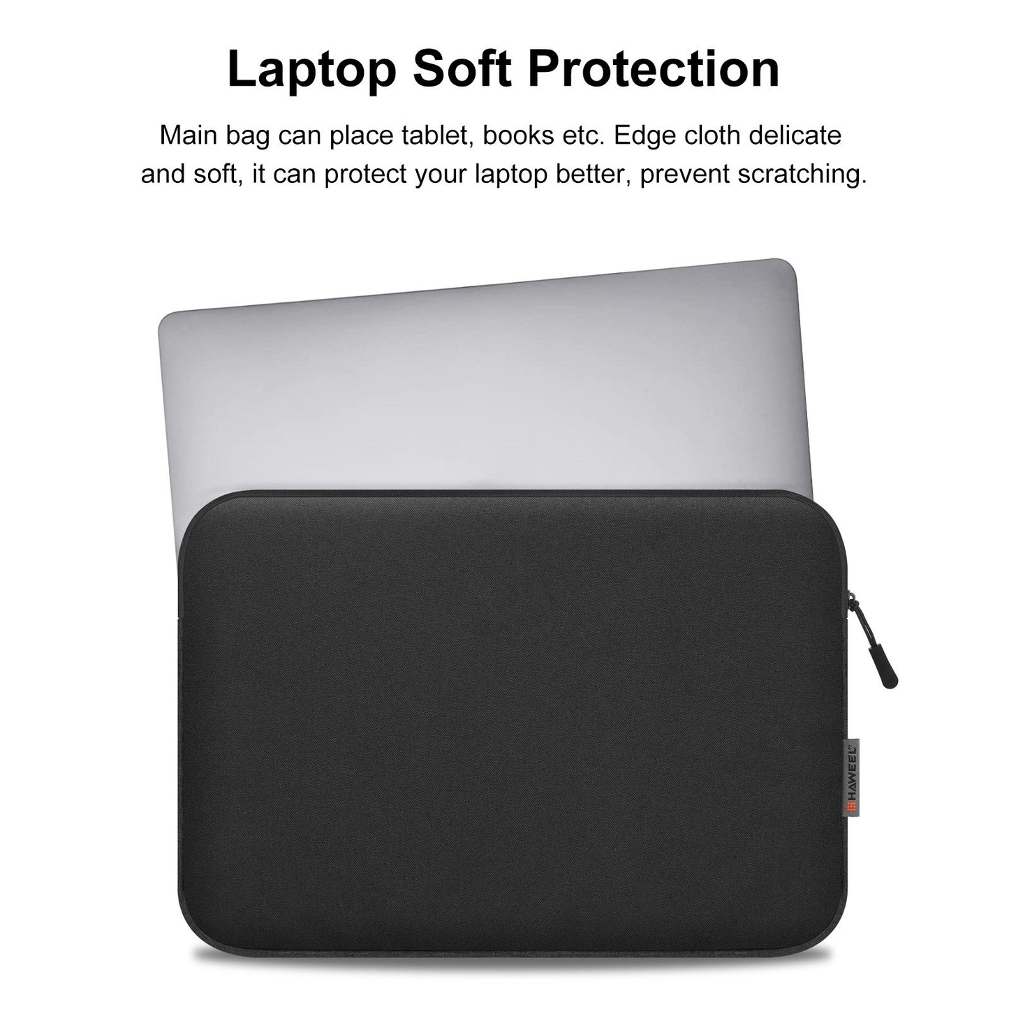 Haweel HWL7014 For MacBook 12-inch with Retina Display(2015) / MacBook Air 13 inch (2022) / (2020) / (2018) Anti-Scratch Carrying Case Protective Sleeve Bag (34 x 25cm, 12.5-13.5 inch) - Black